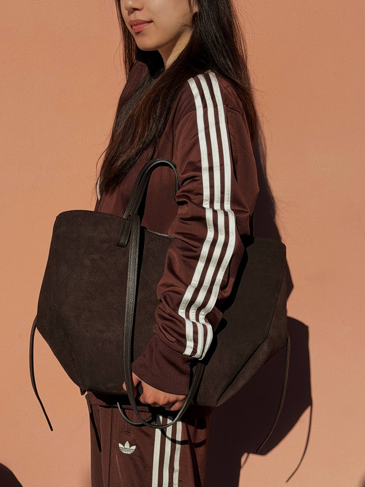 Sac en véritable cuir suédé, grande taille