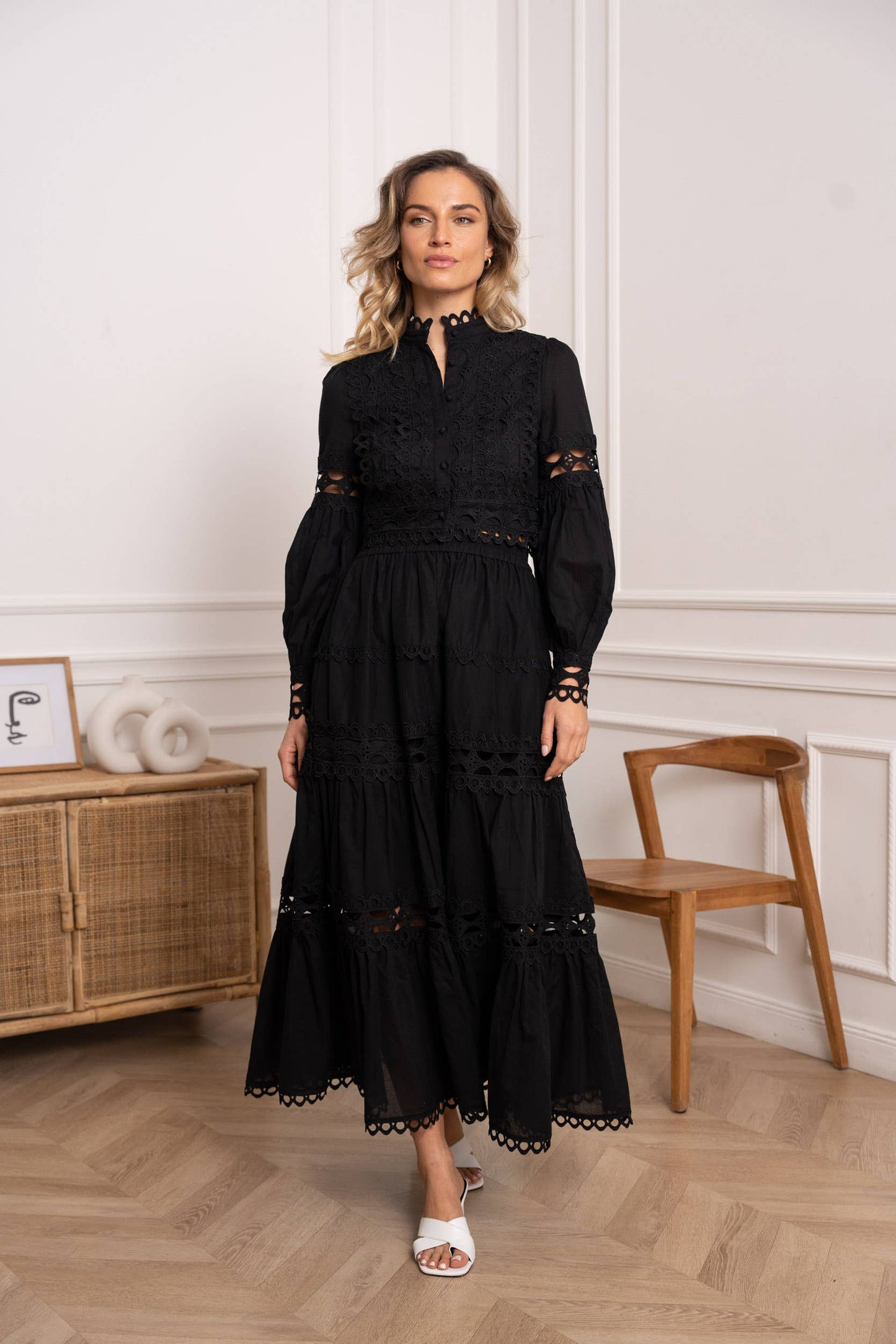 Jupe longue Ellie en coton ajouré - 81015#