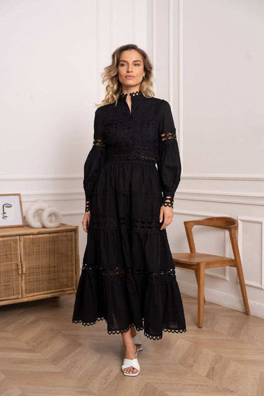 Jupe longue Ellie en coton ajouré - 81015#