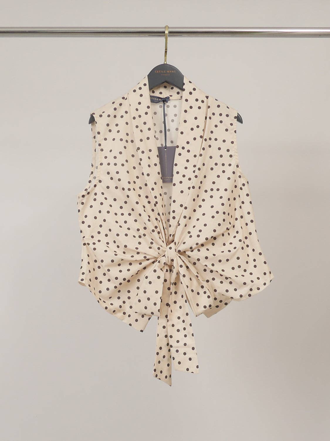 Blouse à pois cache-cœur nouée TDM53325PC15