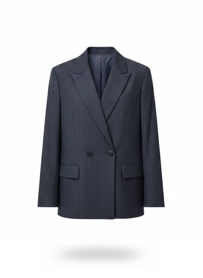 Veste croisée à fines rayures