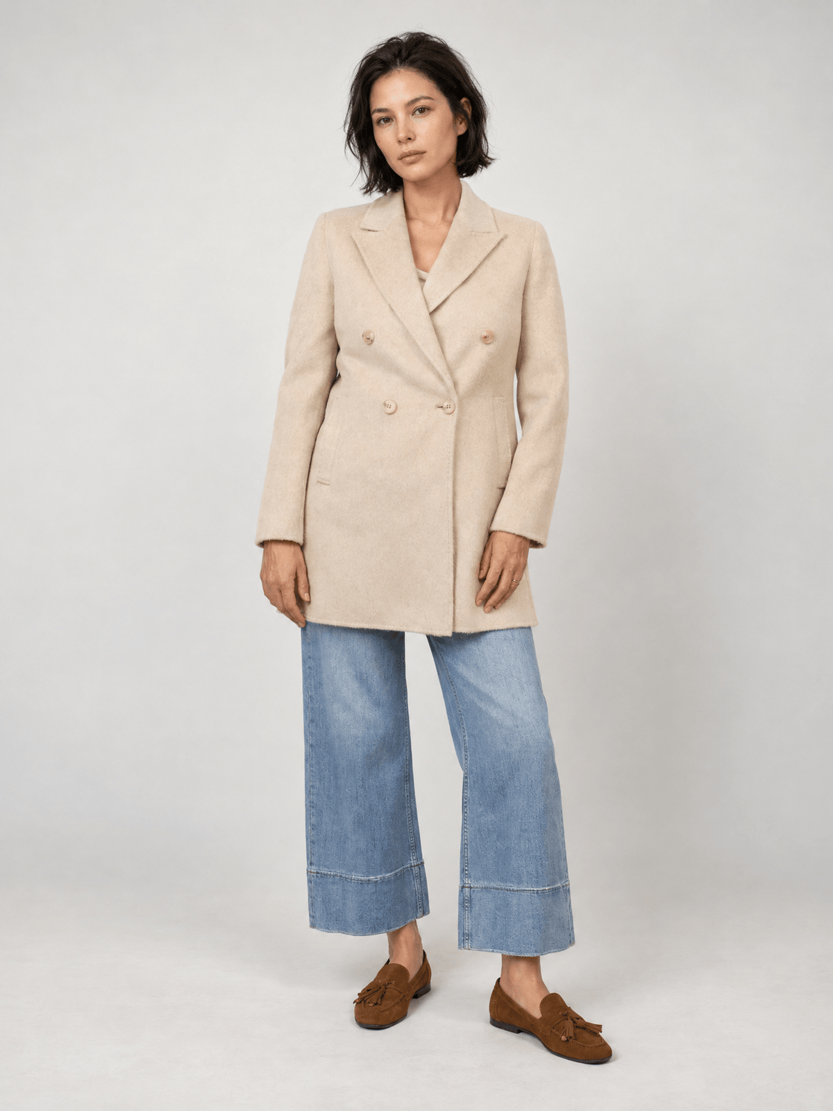 Manteau mi-long en laine à double boutonnage – DSY268855