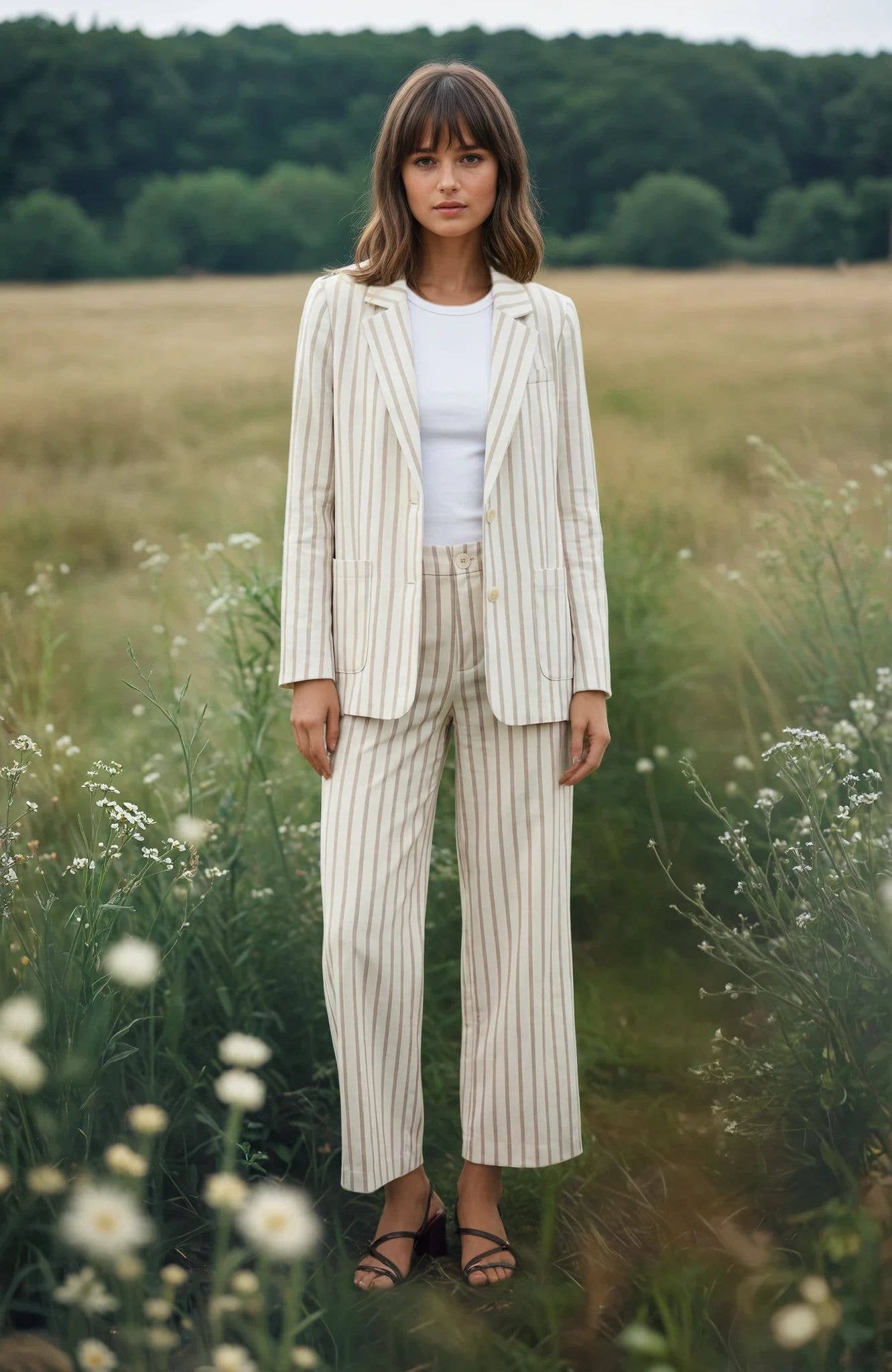 Blazer à la coupe droite : Beige