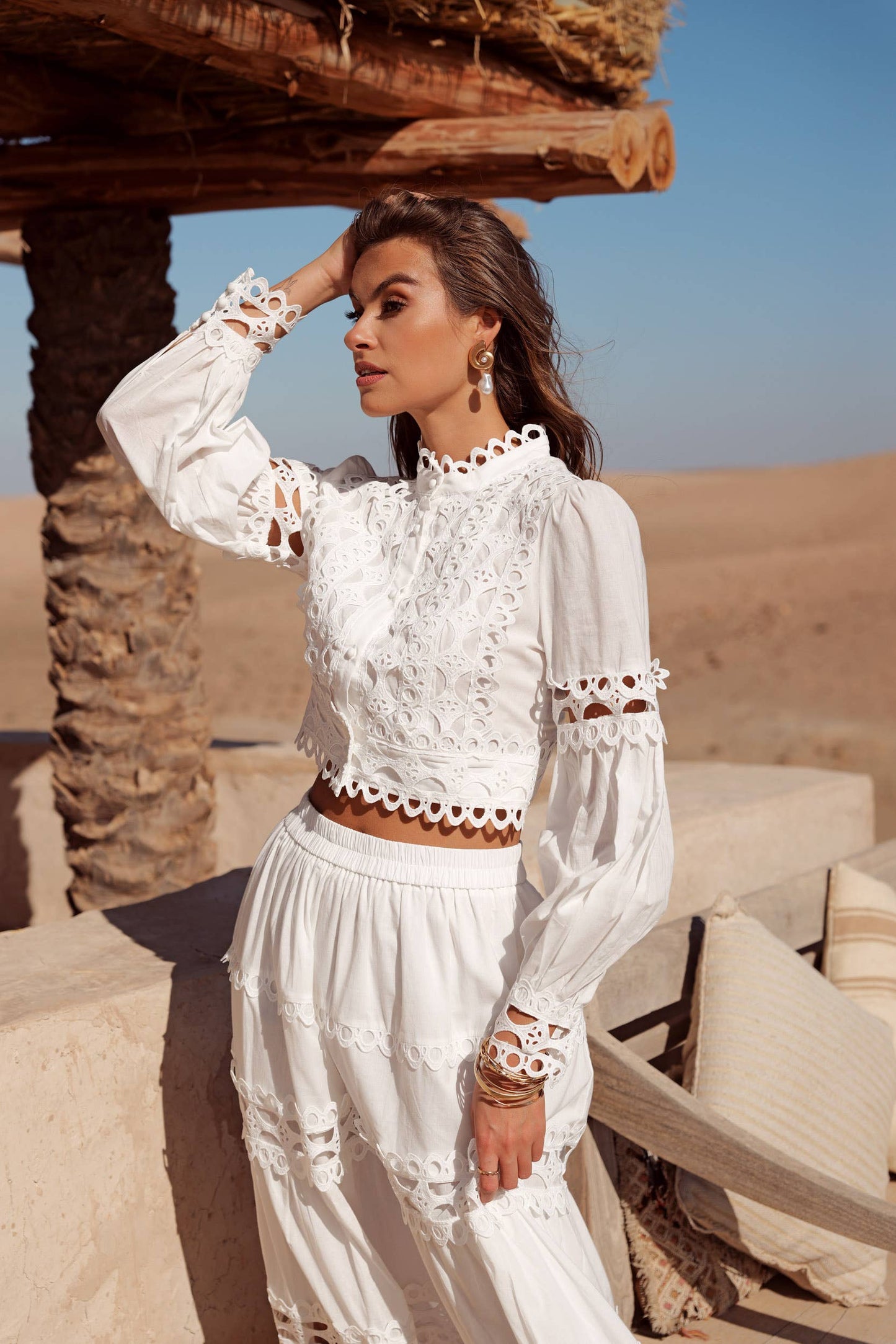 Chemise crop Ellie en coton ajouré - 81013