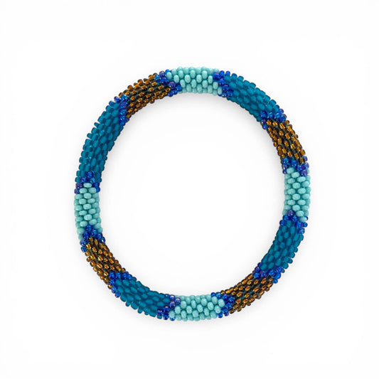 Bracelet Népalais bleu océan, bleu marine et doré