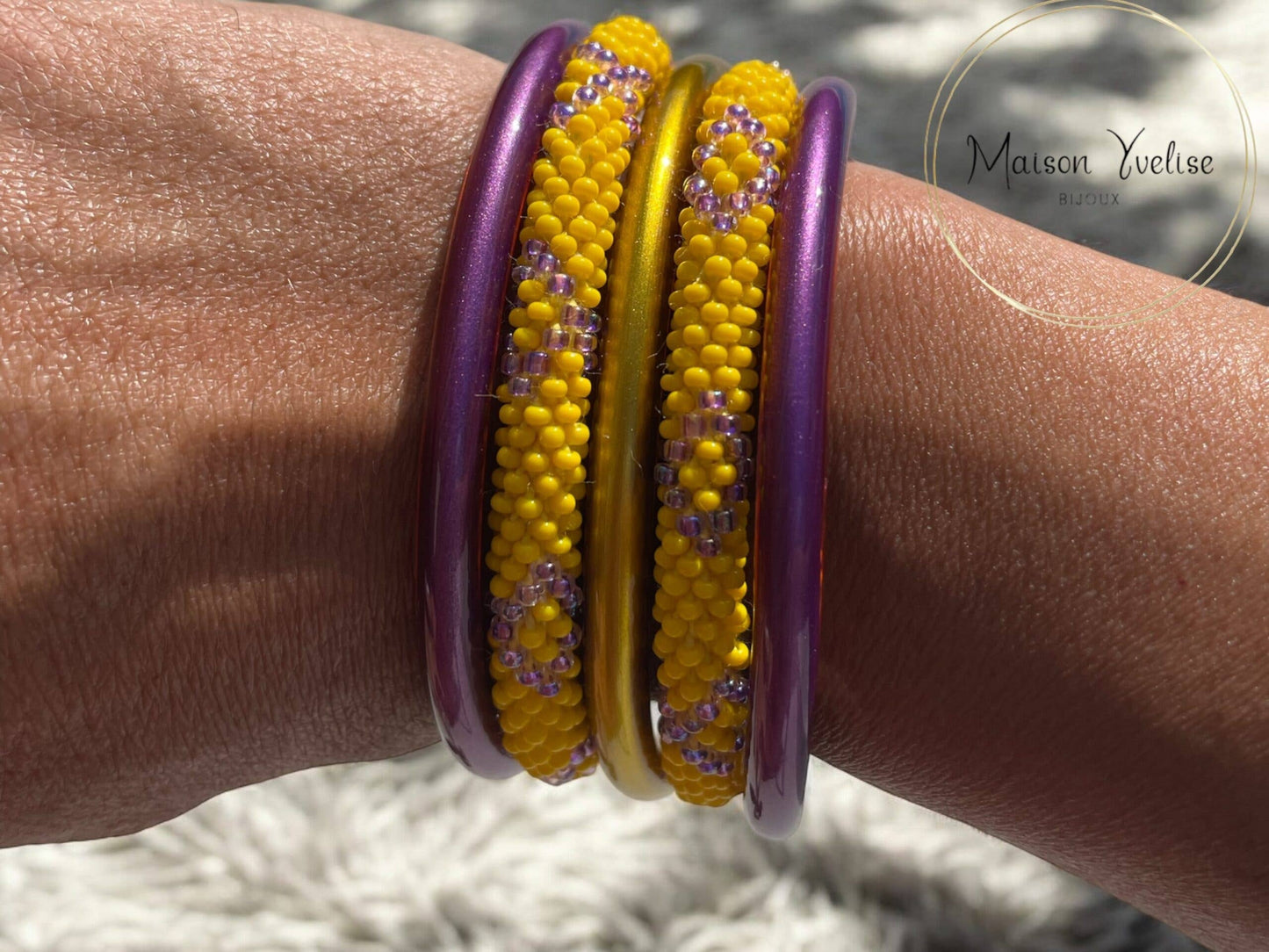 Bracelet Népalais Jaune Rose
