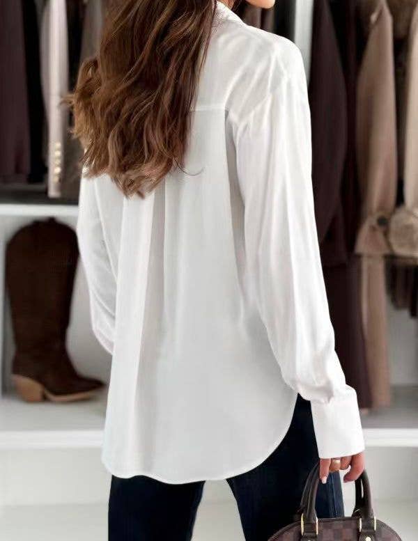 Chemise uni en coton - Blanc