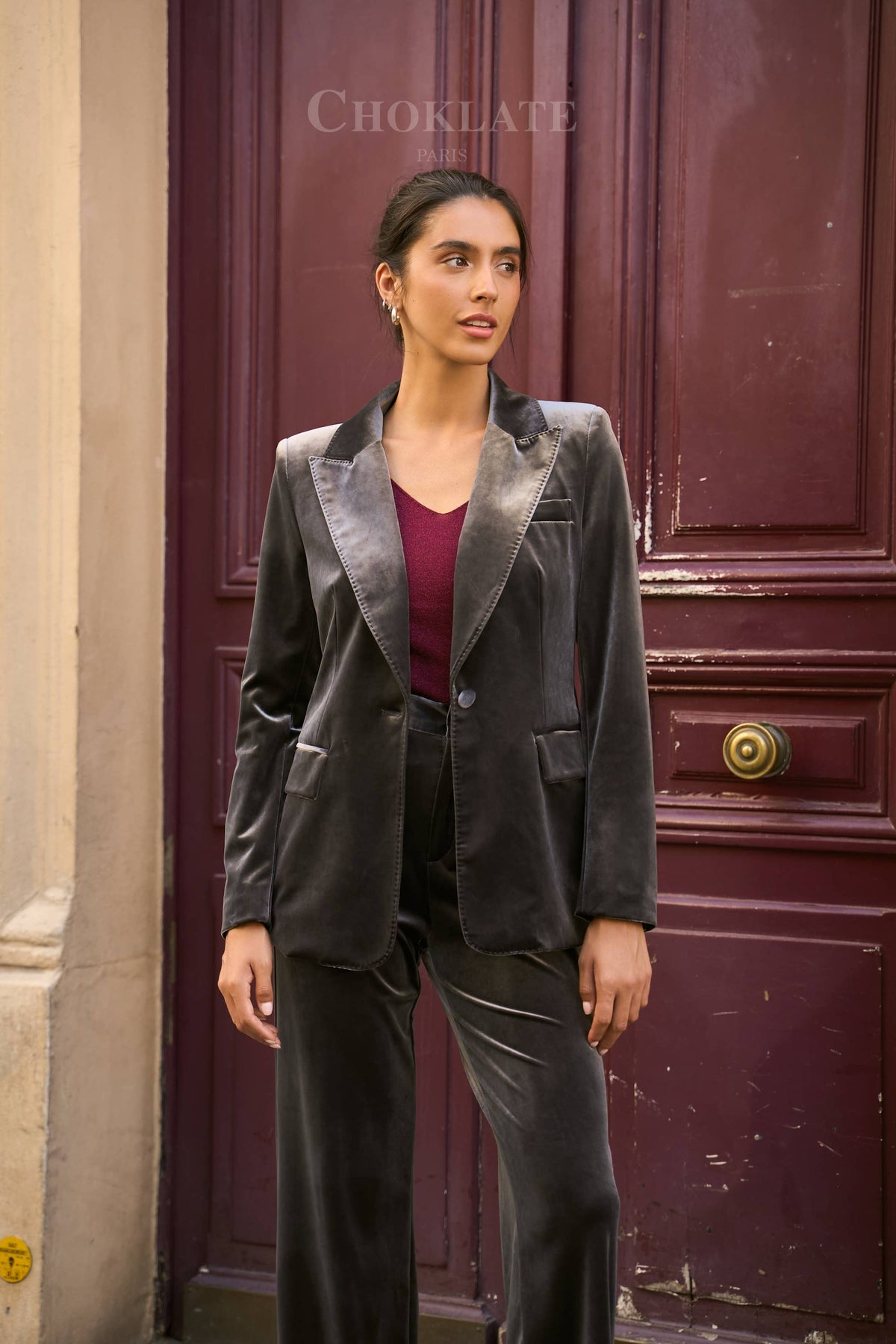 Ensemble velours blazer & pantalon Ganny - V26115 & P2228