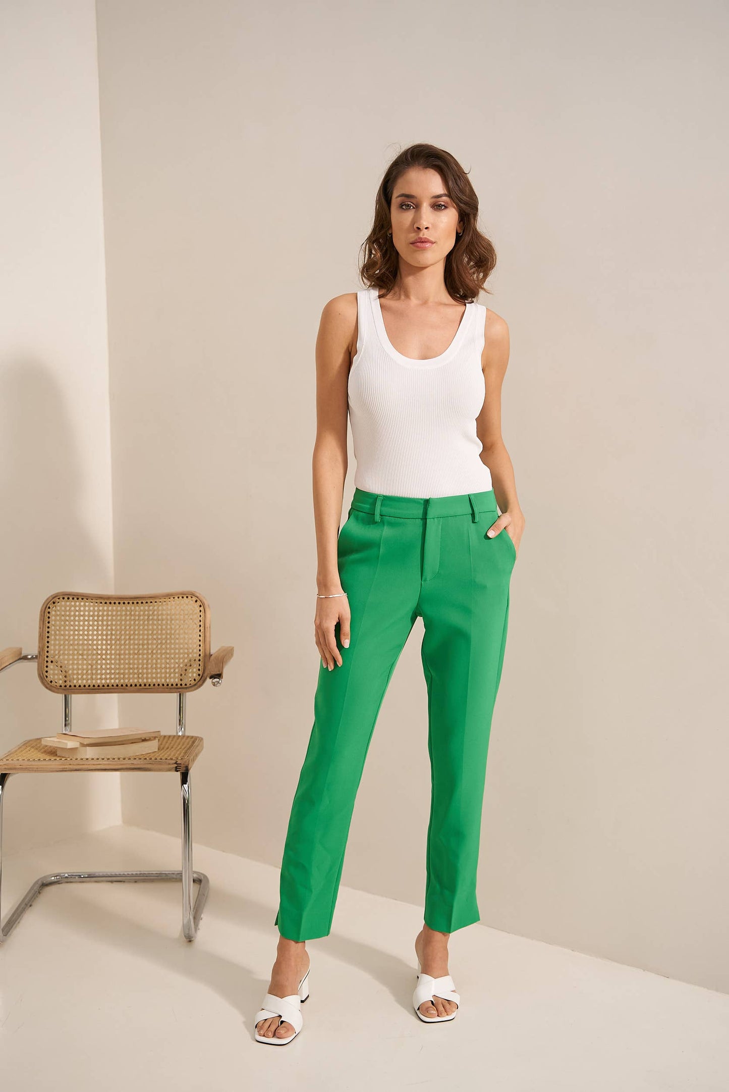 [Signature] Pantalon taille haute coupe cigarette : Noir