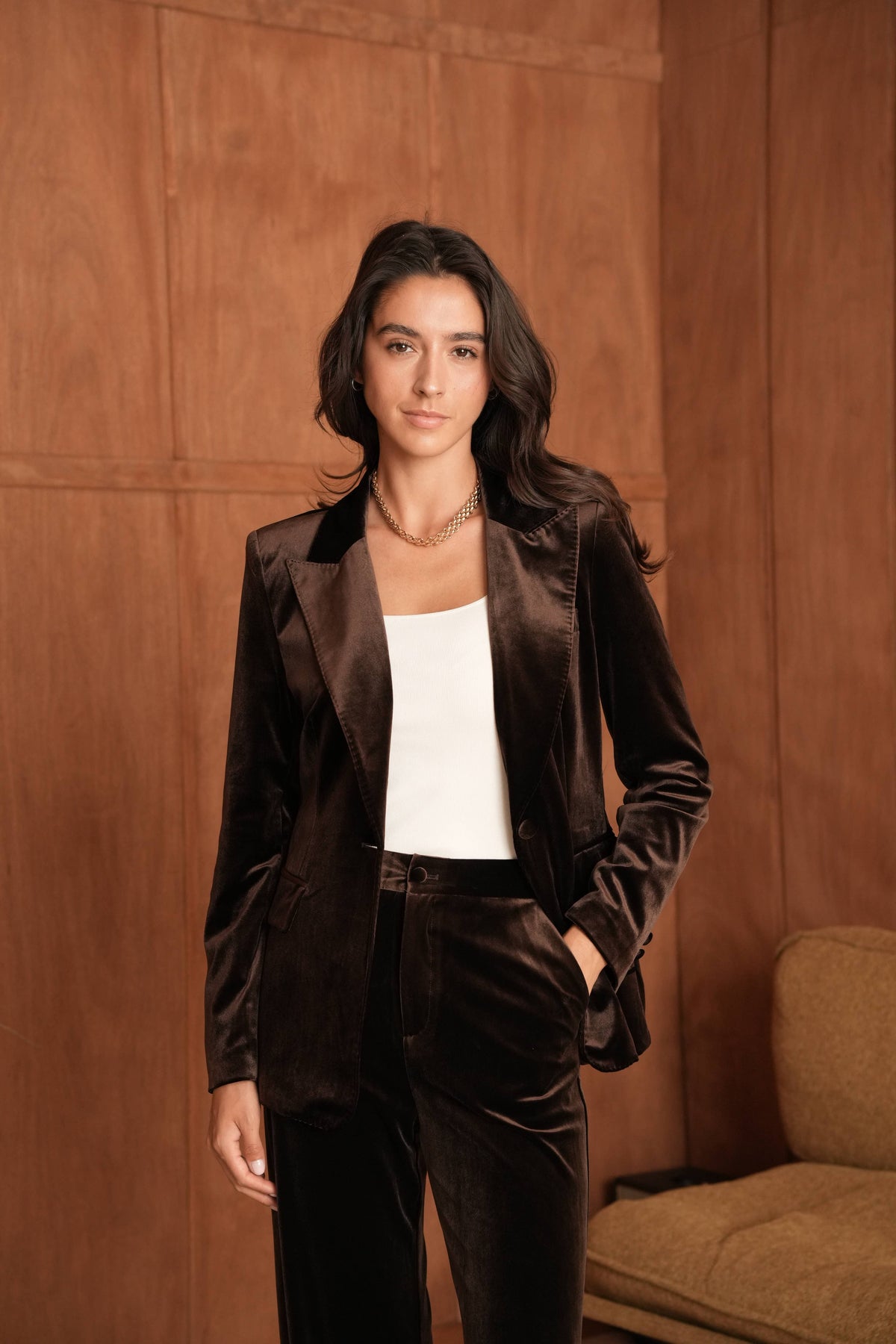 Ensemble velours blazer & pantalon Ganny - V26115 & P2228