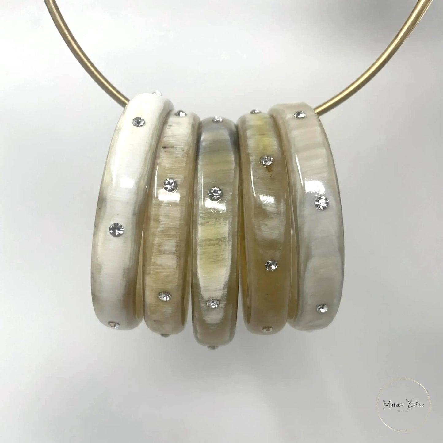 Bracelet Femme - Jonc en Corne de Buffle avec Diamants