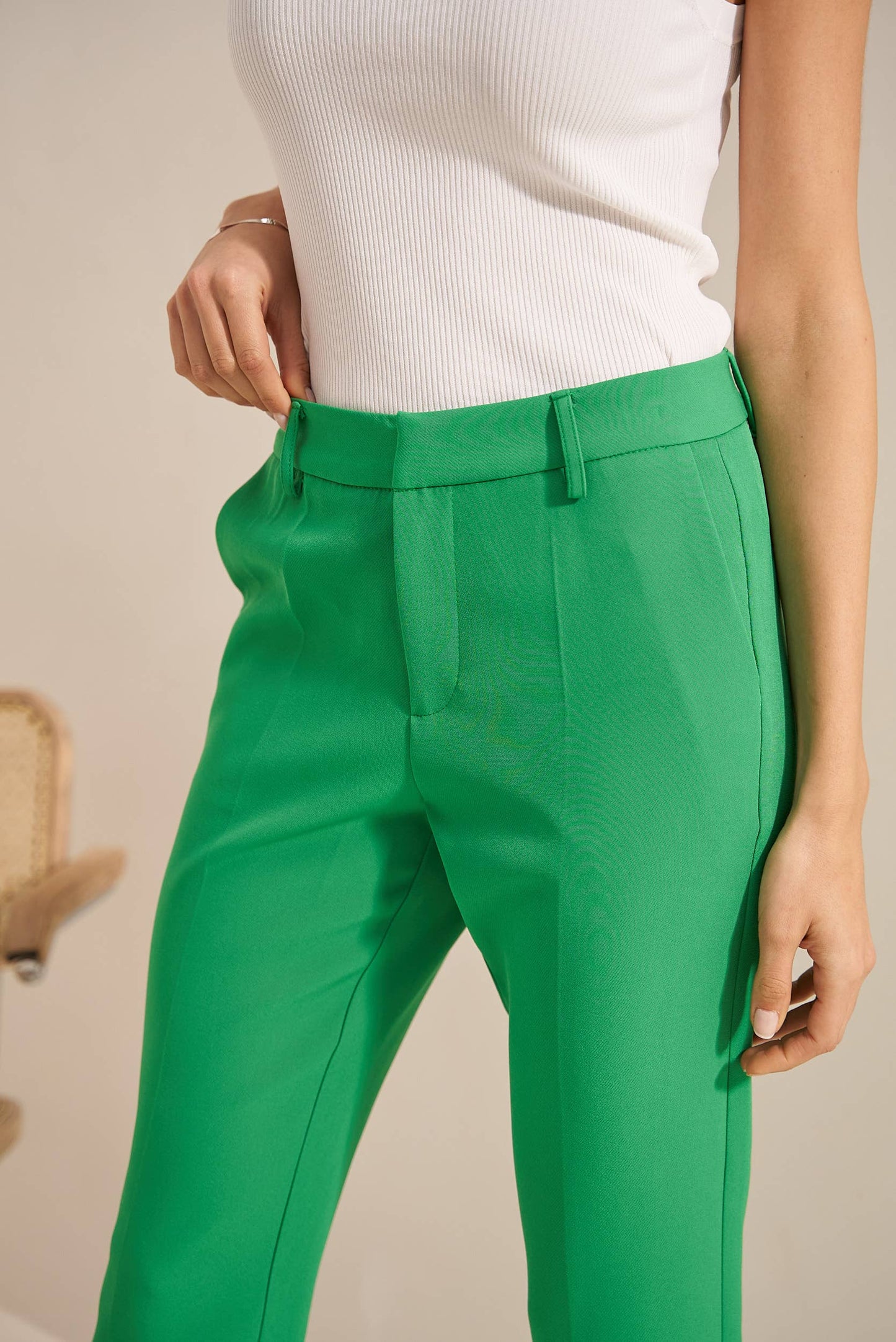 [Signature] Pantalon taille haute coupe cigarette : Noir