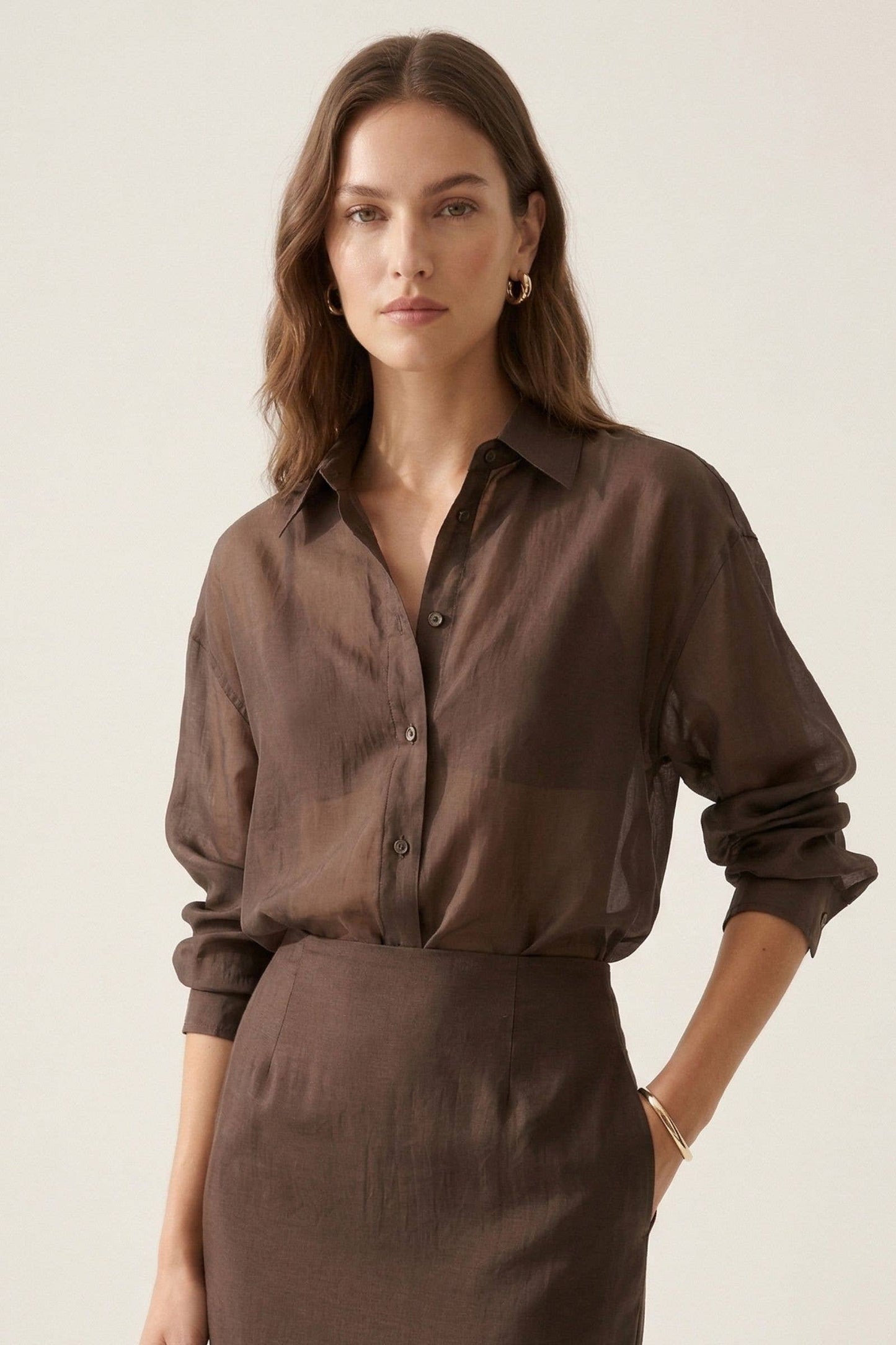 Chemise lyocell transparent oversize