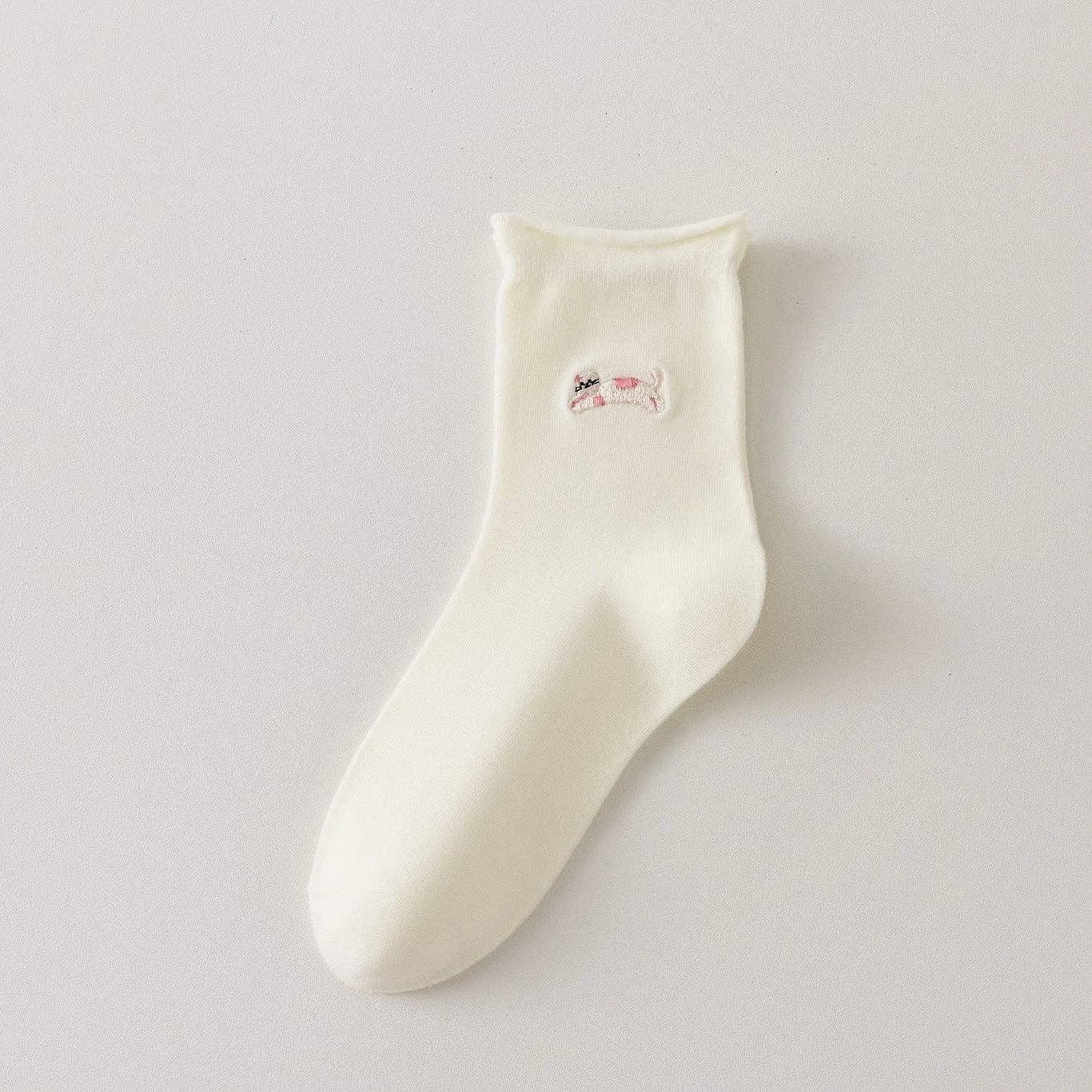 Chaussettes Blanches Petit Chien & Chat Femme I 35-41
