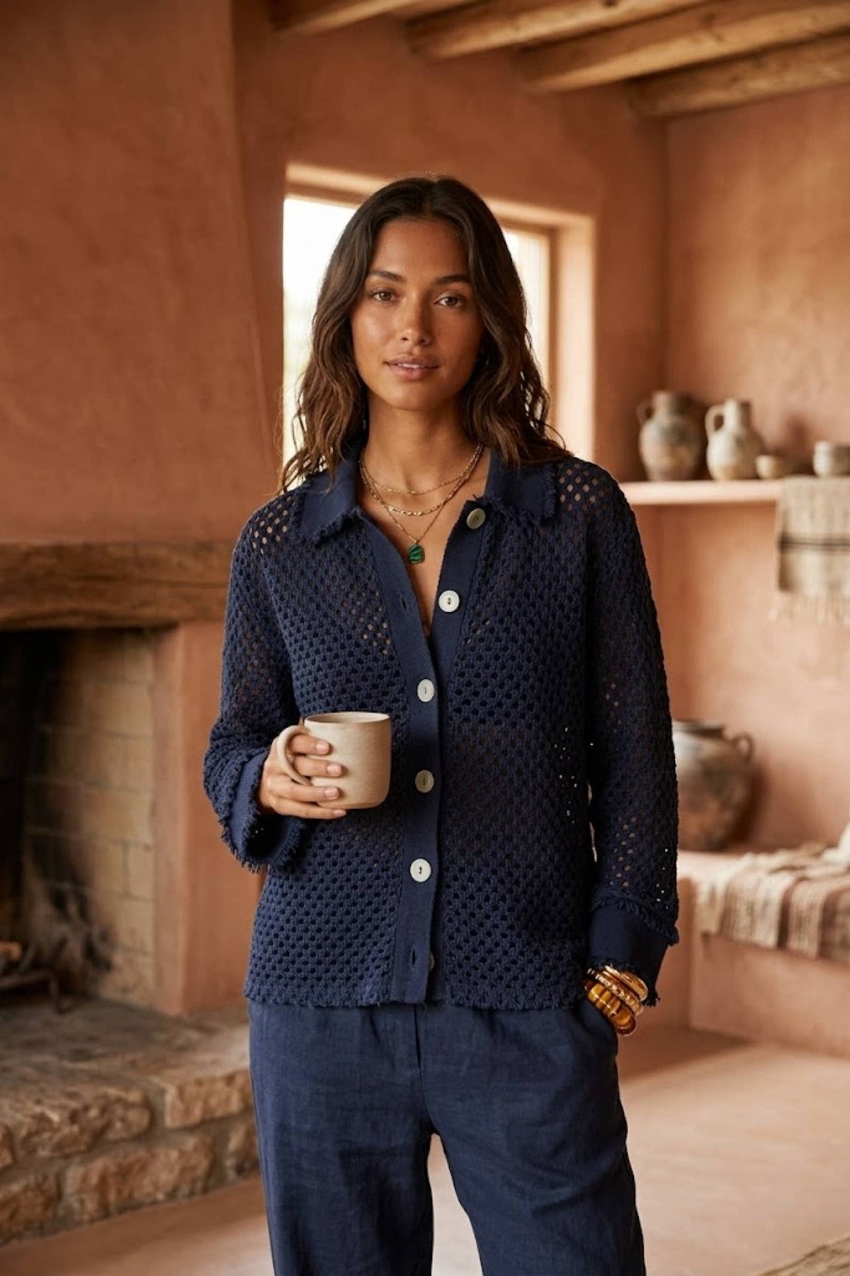 Veste crochet col chemise