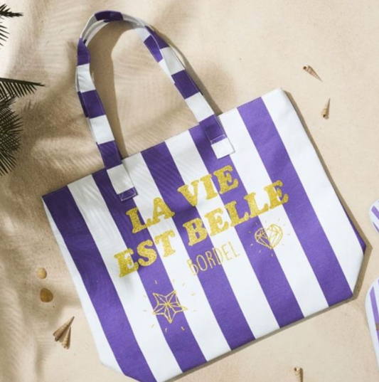 Sac rayé Violet La vie est belle bordel marque les vilaines