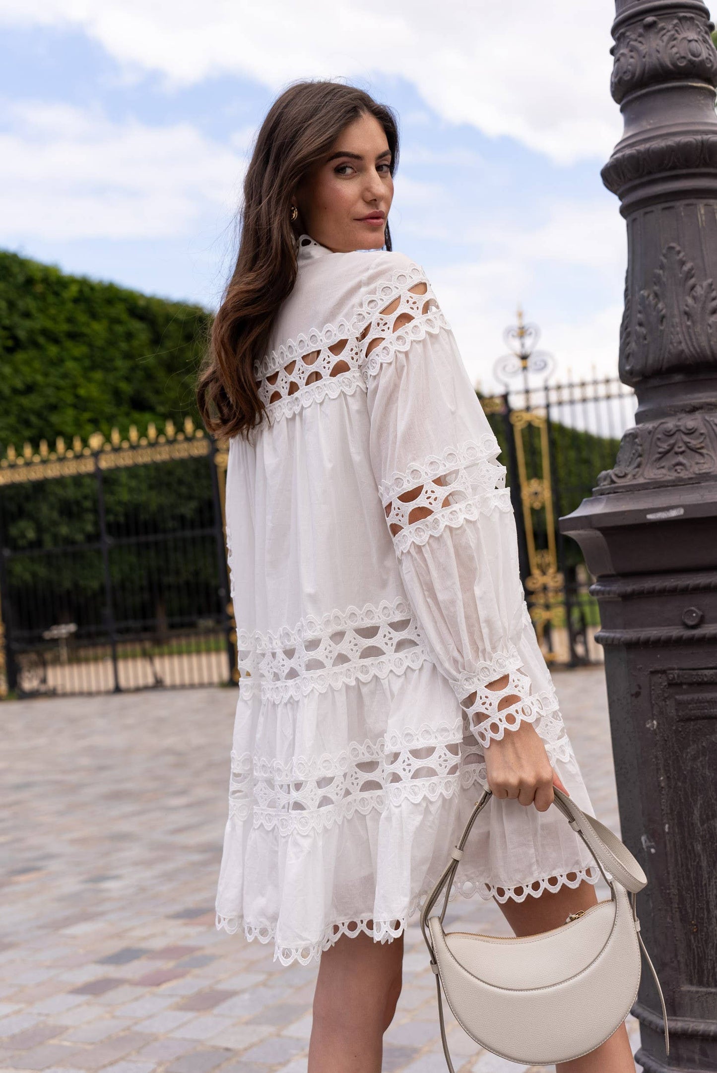 Robe courte Ellie en coton ajouré - 81033
