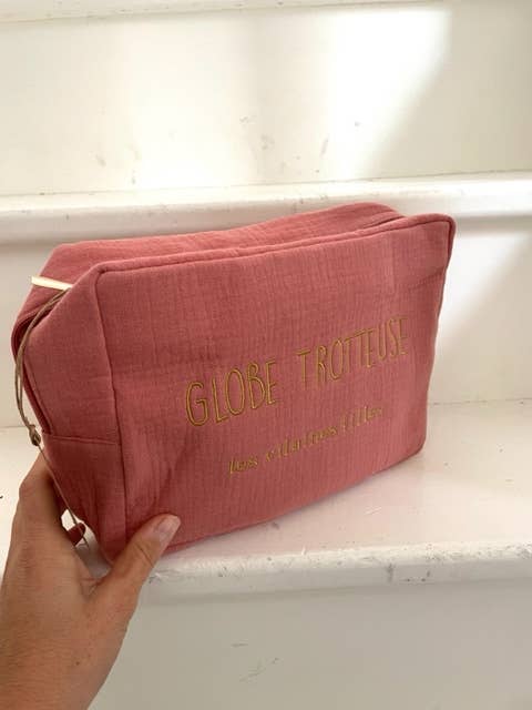Grande trousse en gaze de coton "Globe Trotteuse"