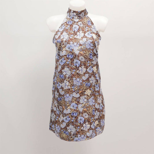 Robe fluide à col montant imprimé fleuri TDM09519-2