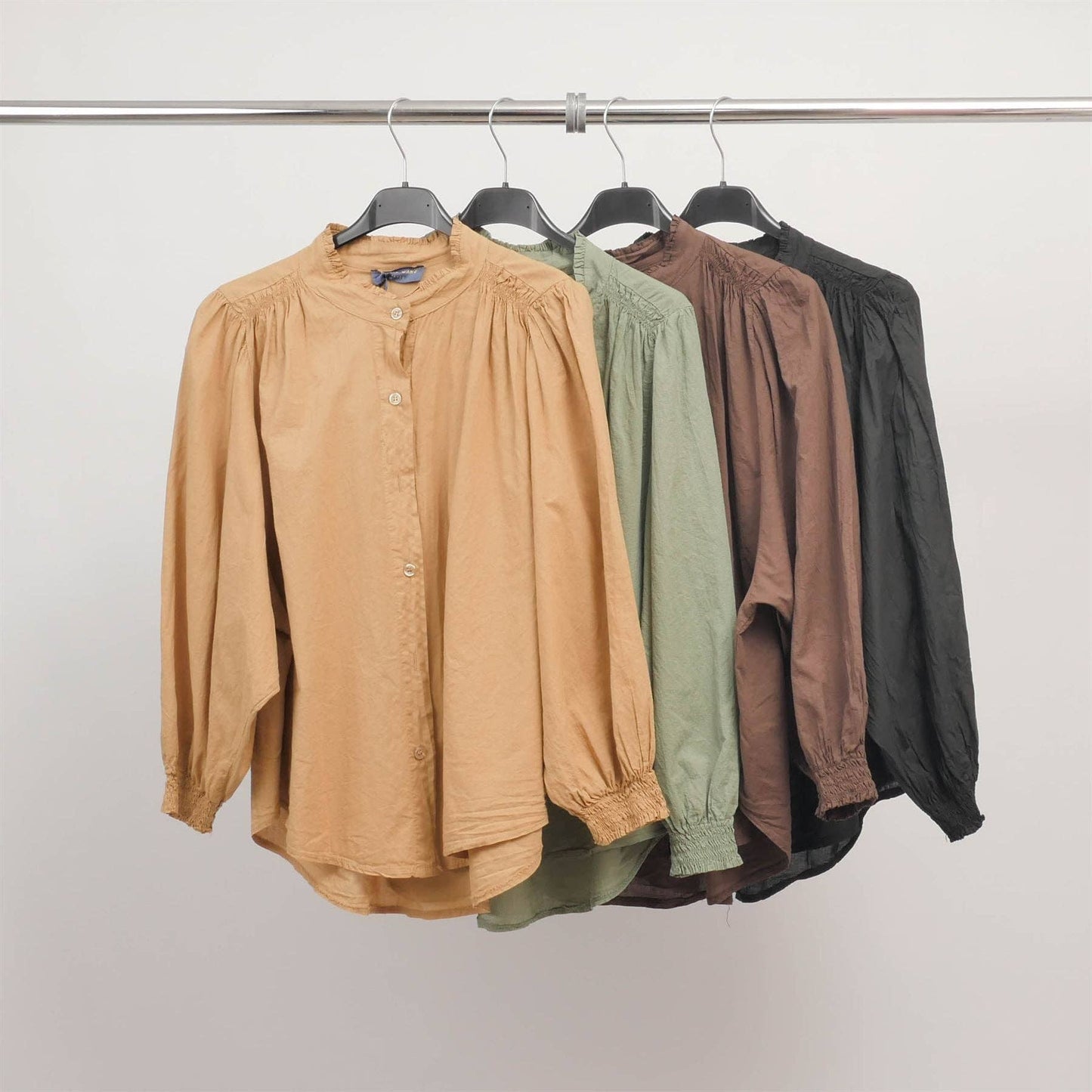 Chemise ample col froncé en coton TDM60822