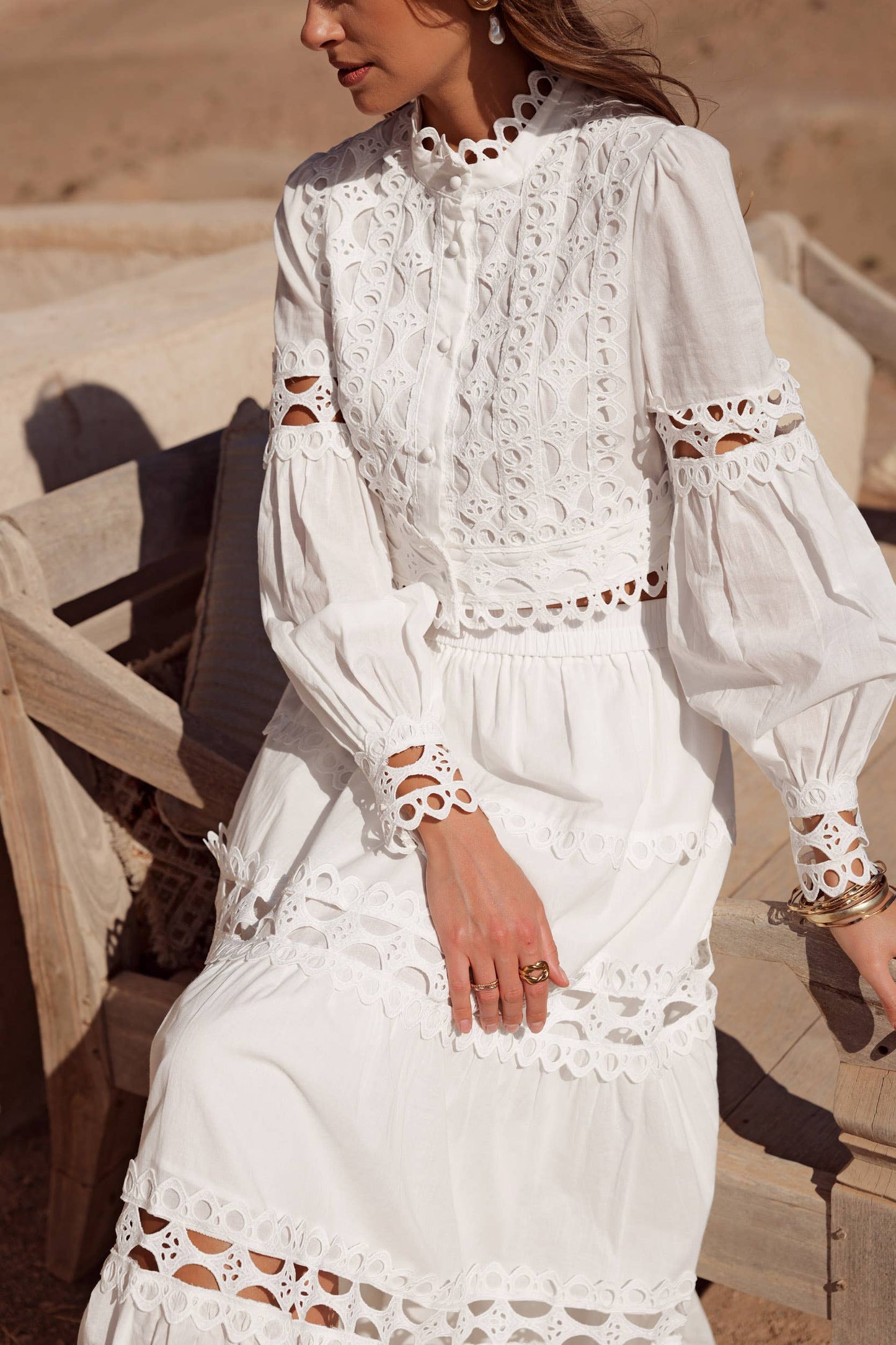 Chemise crop Ellie en coton ajouré - 81013