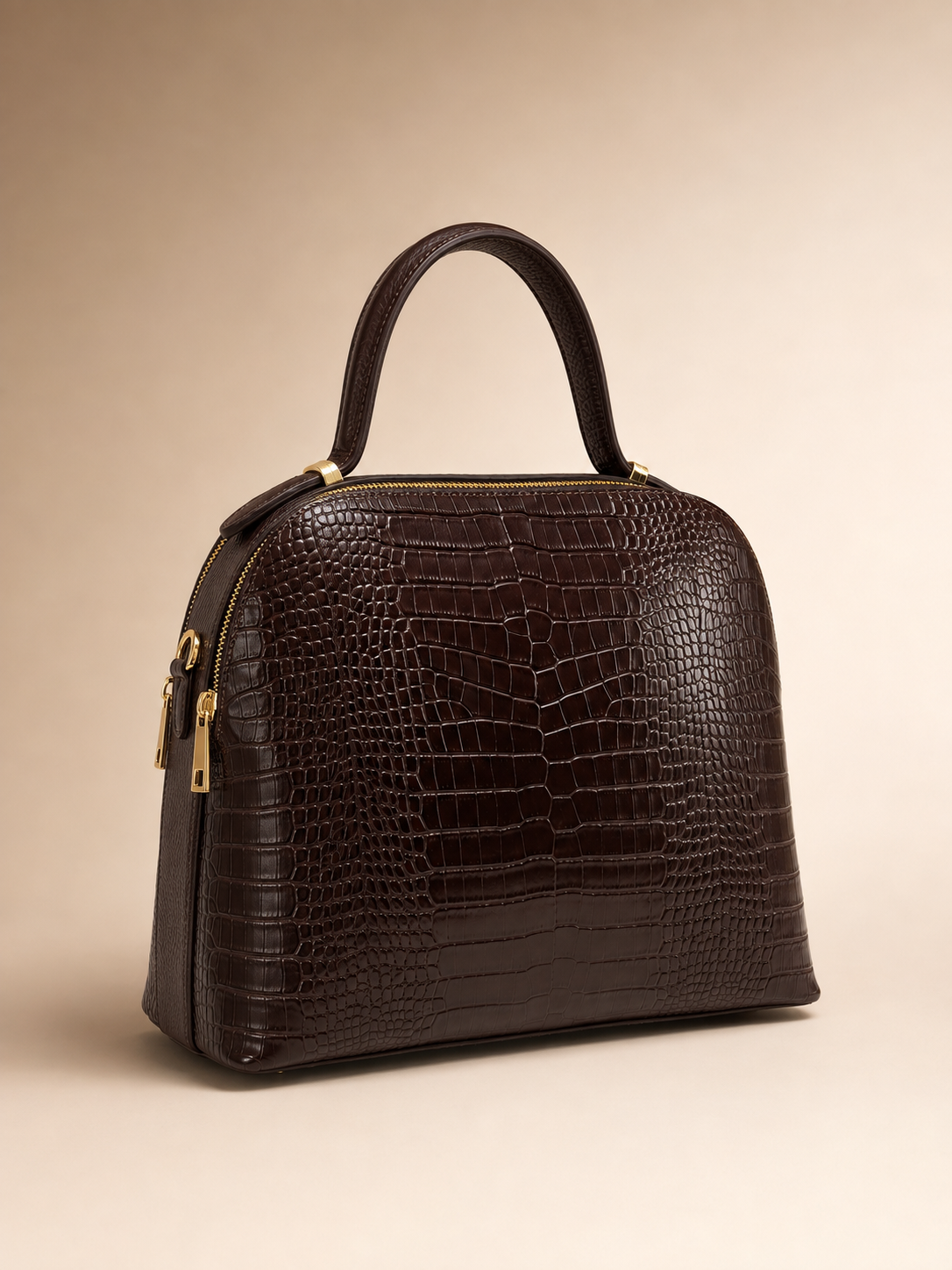 Sac NOA Brown cuir motif crocco – Fabriqué en Italie