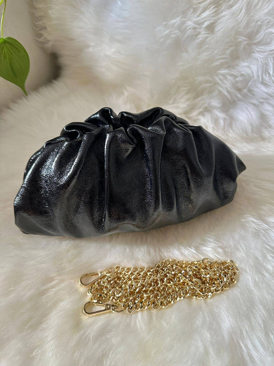 Pochette laminée en cuir véritable: Sable