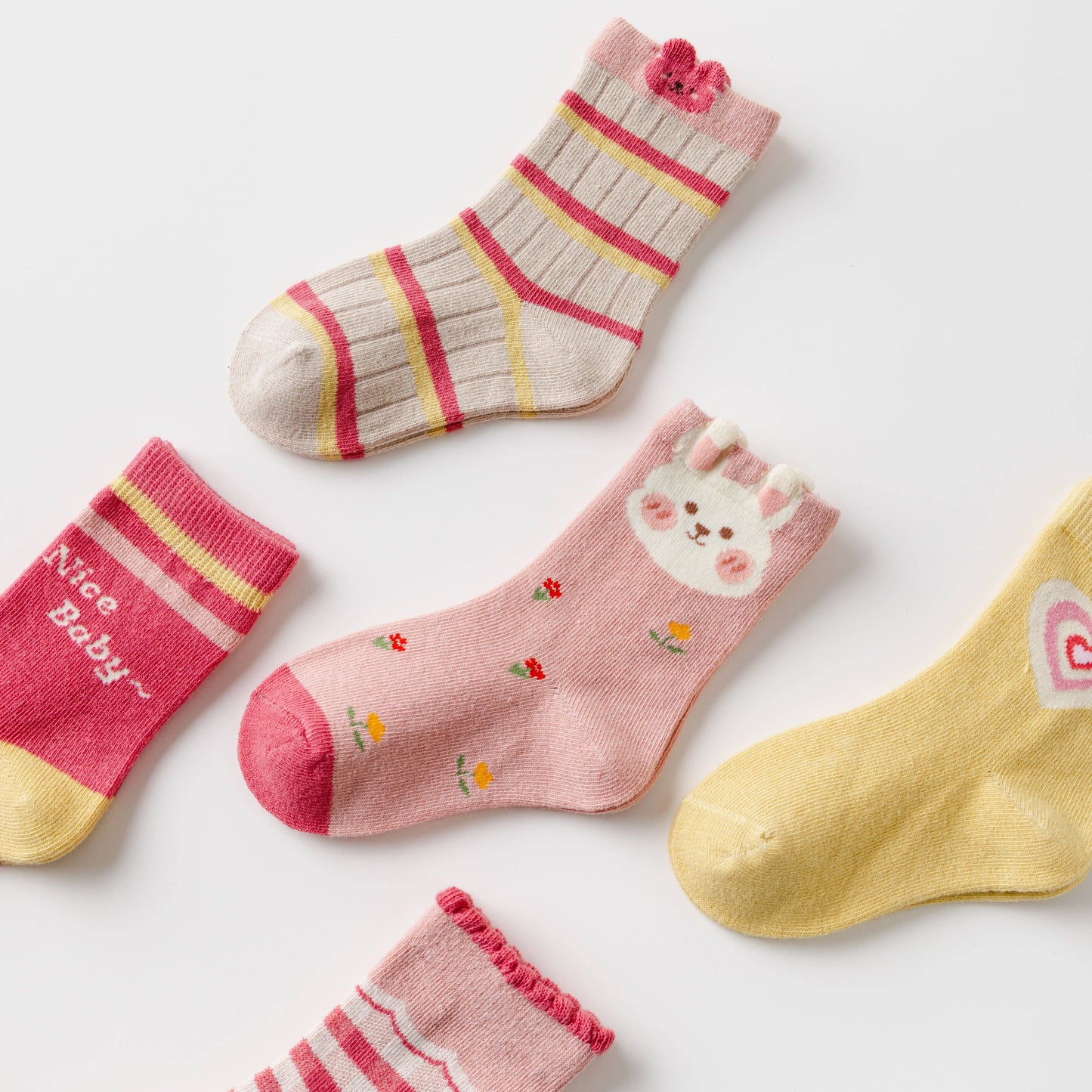 Lot de 5 Chaussettes Lapin Rose I Bébé et Enfant