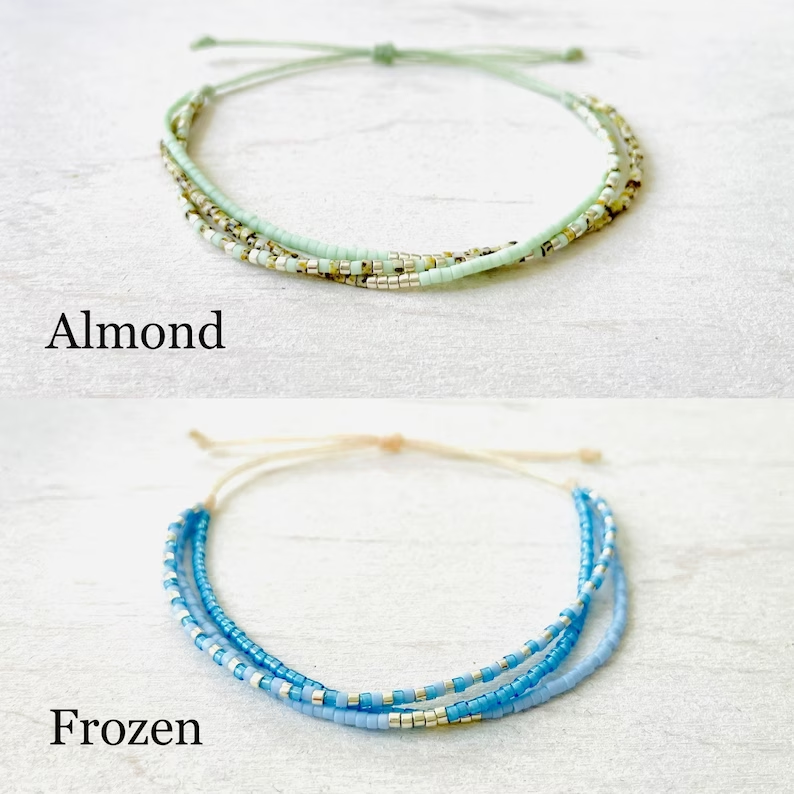 Bracelet Perle Miyuki Réglable en nylon, rocaille: Blush Picasso