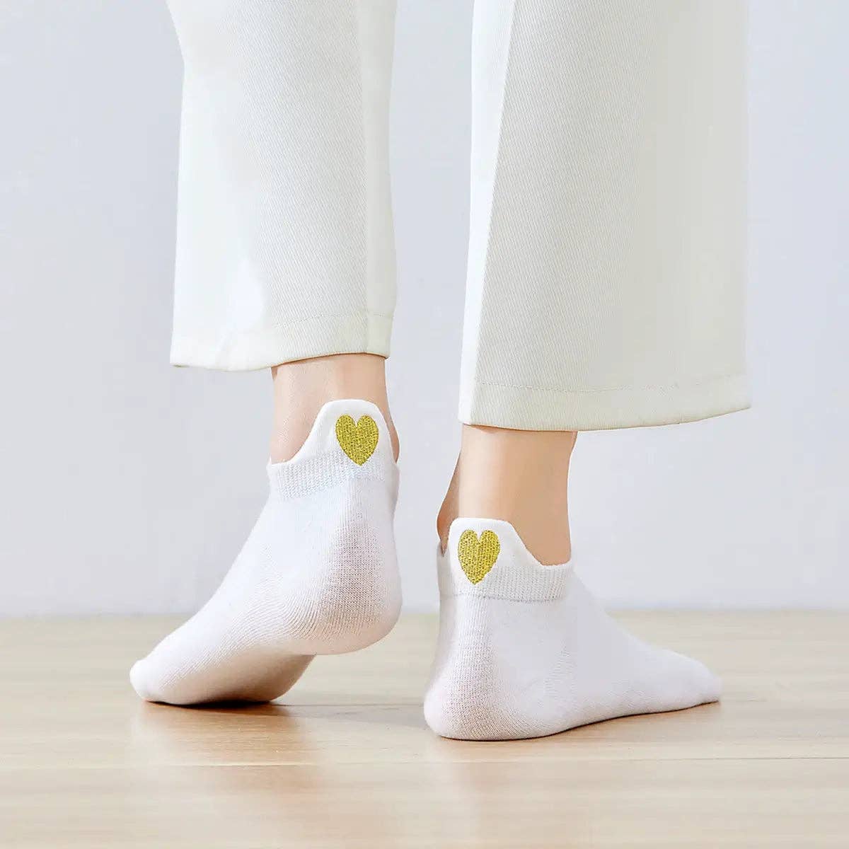 Lot de 5 Chaussettes Languette Coeur Doré Femme I 35-41