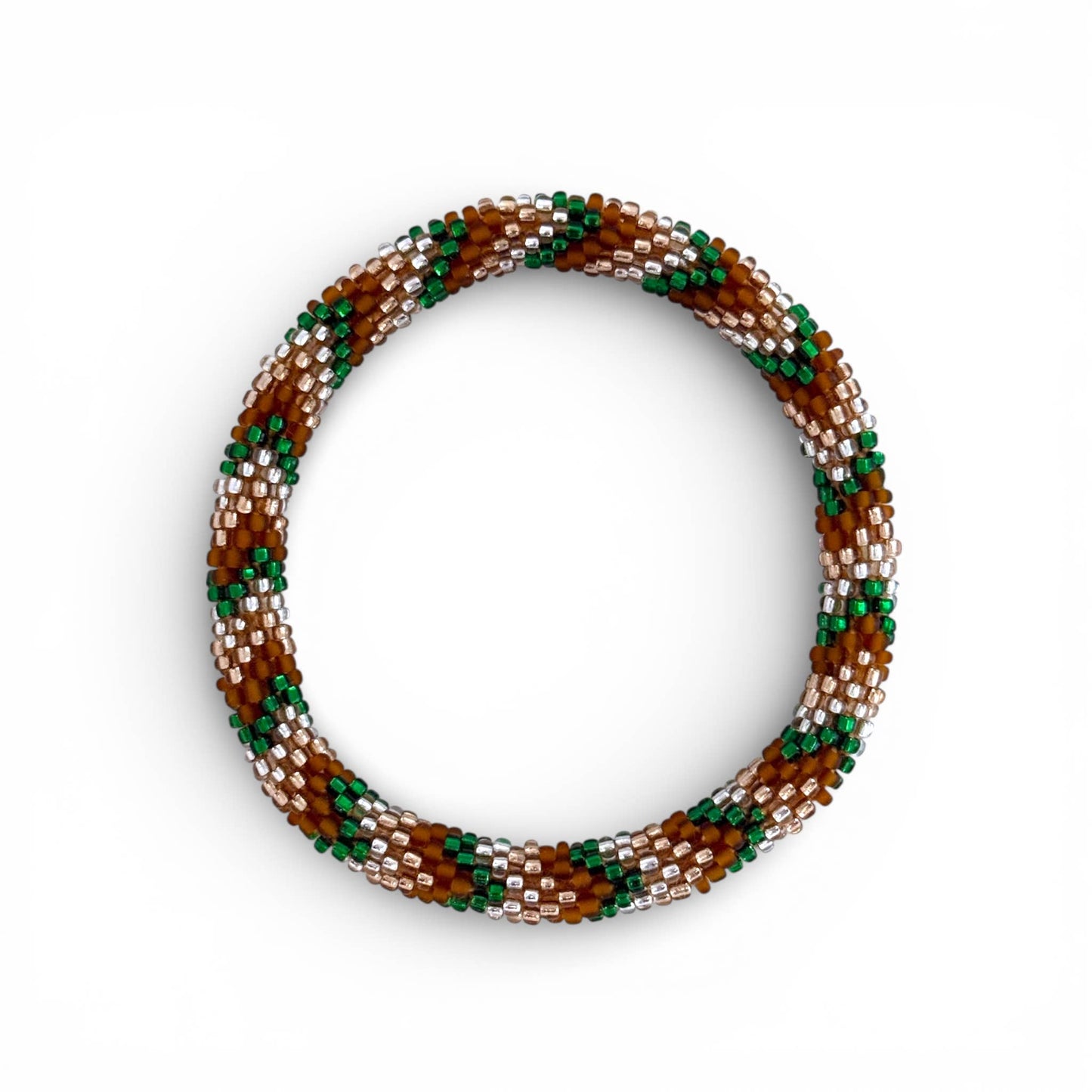 Bracelet népalais marron, beige et vert
