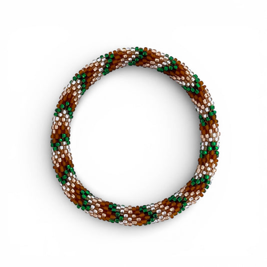 Bracelet népalais marron, beige et vert