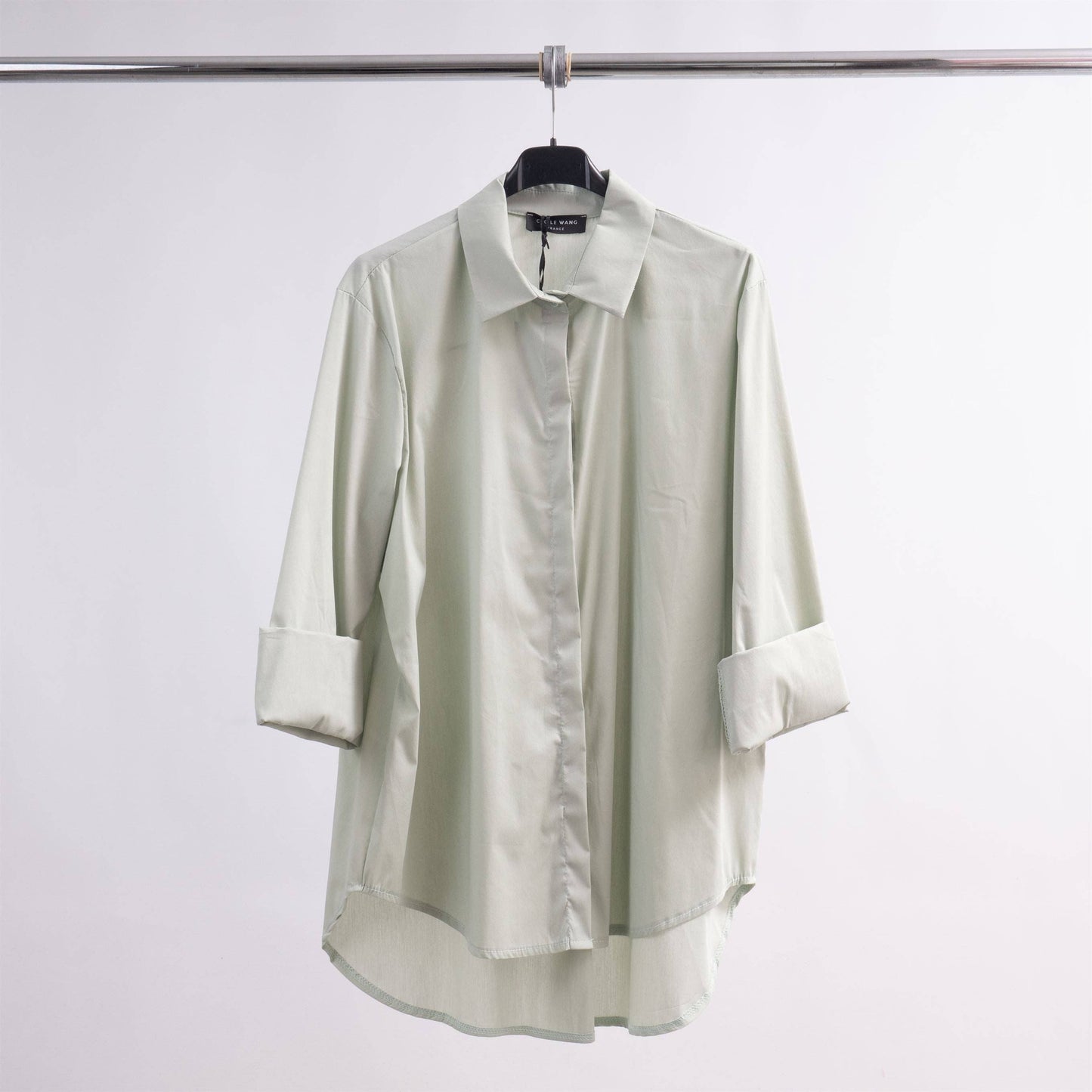 Chemise à patte invisible coupe droite – 12550320: Noir