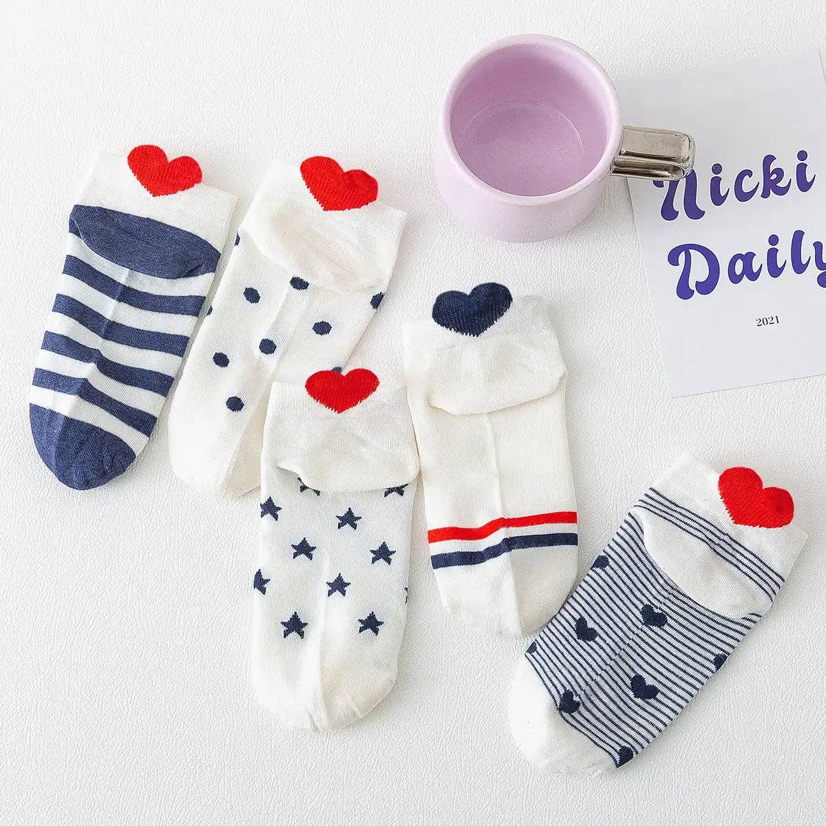 Lot de 5 Chaussettes Coup de Coeur Femme I 35-41