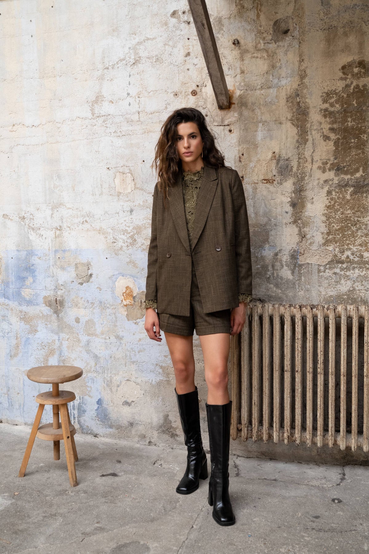 Blazer long à coupe croisée V371