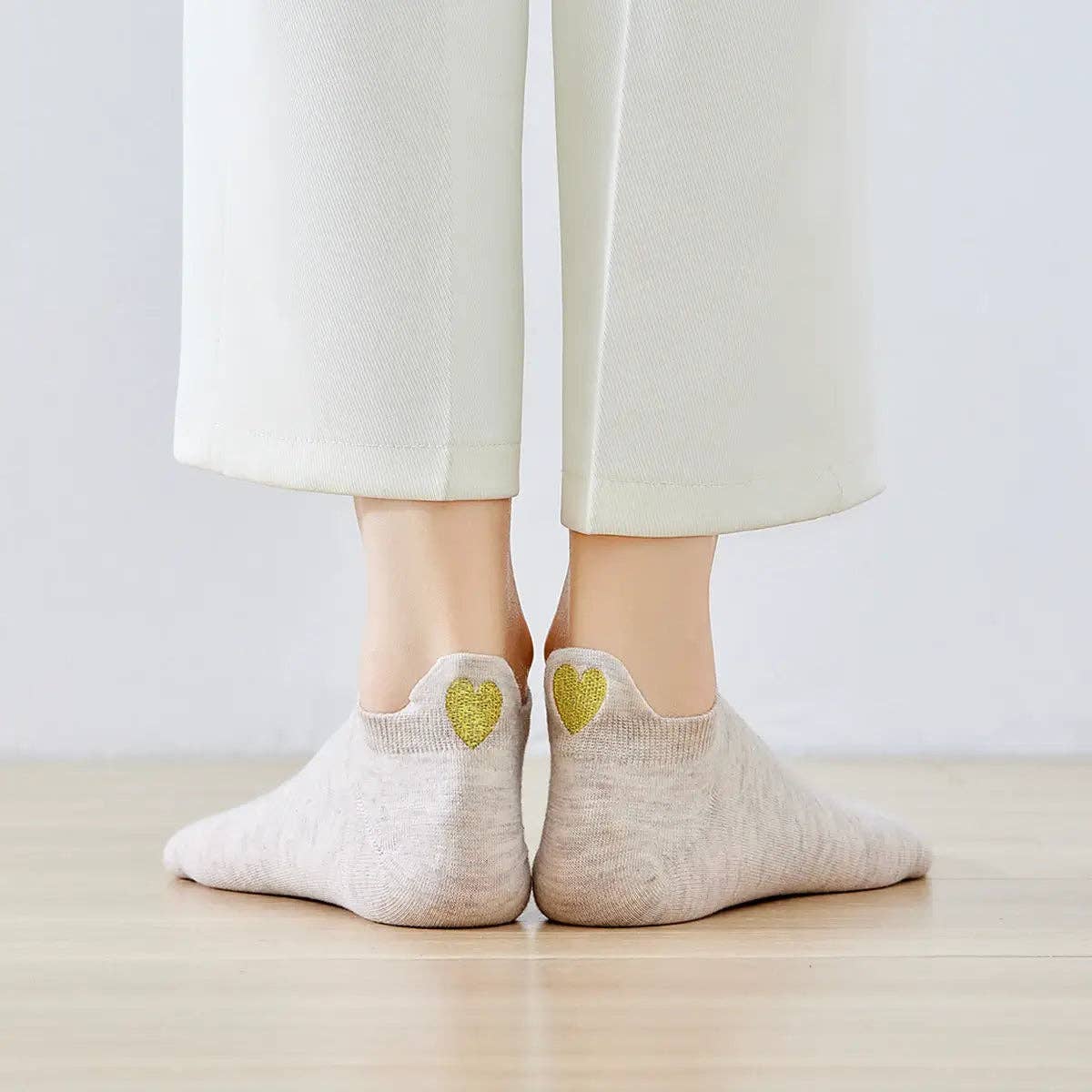 Lot de 5 Chaussettes Languette Coeur Doré Femme I 35-41