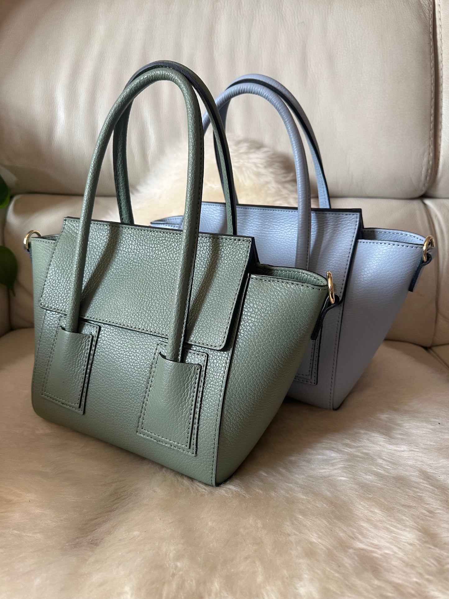 ANGELINA - Sac en cuir véritable: Bleu ciel