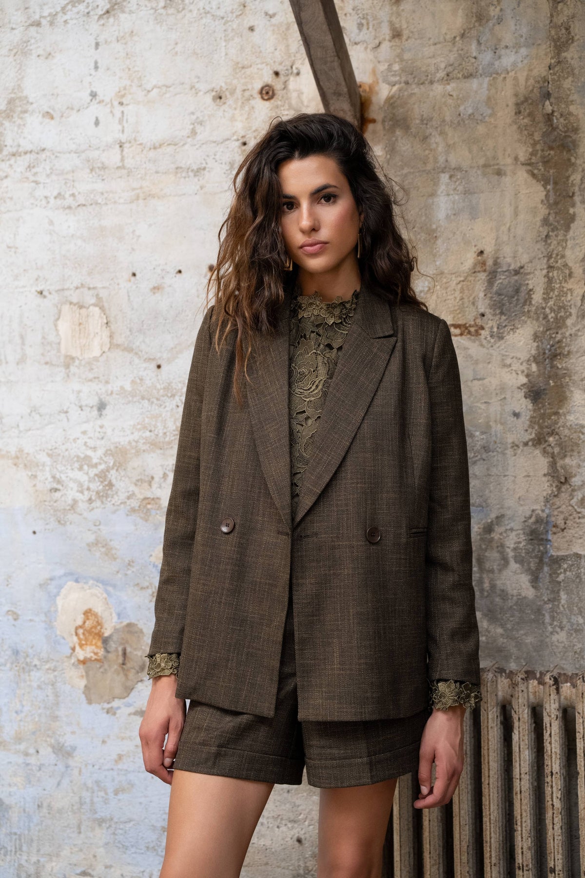 Blazer long à coupe croisée V371