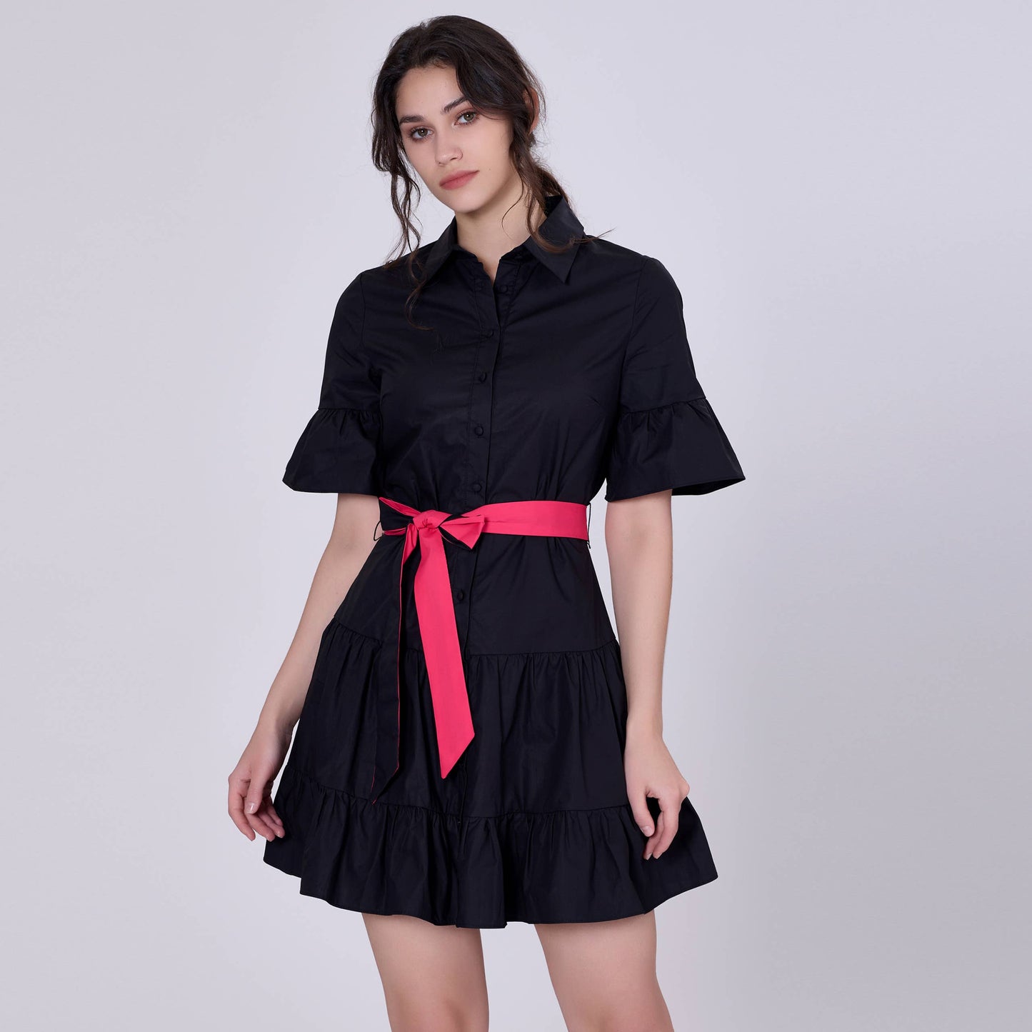 Robe coton volantée à manches tulipes