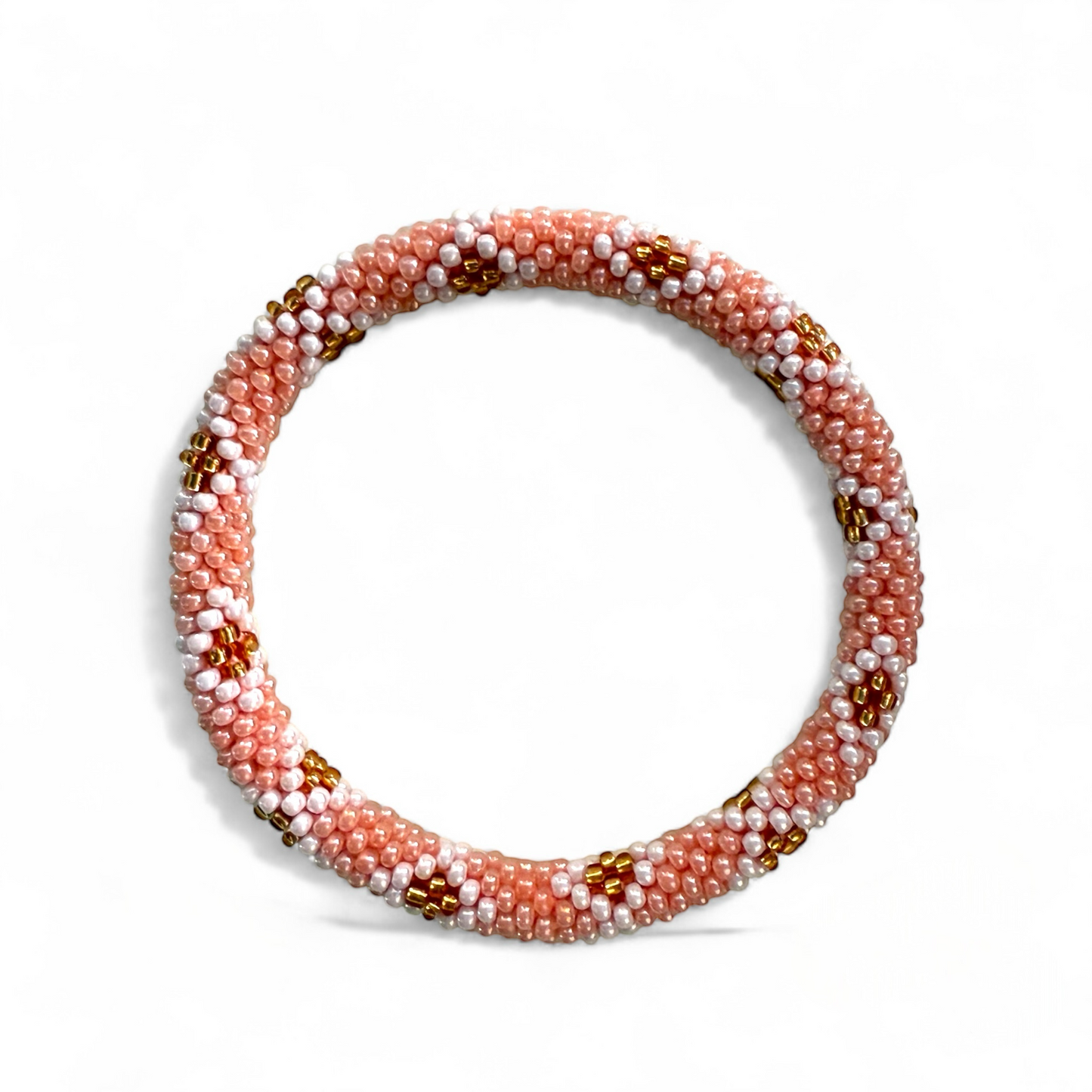 Bracelet Népalais Rose fleurs Or: 6.5 cm (Diamètre interieur)