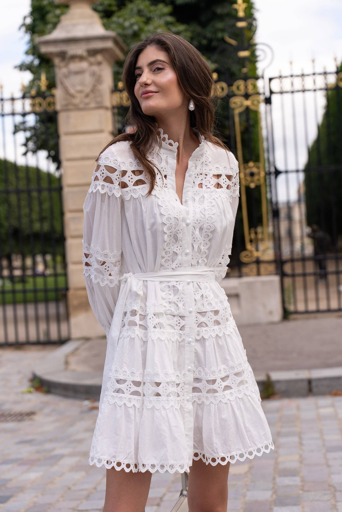 Robe courte Ellie en coton ajouré - 81033