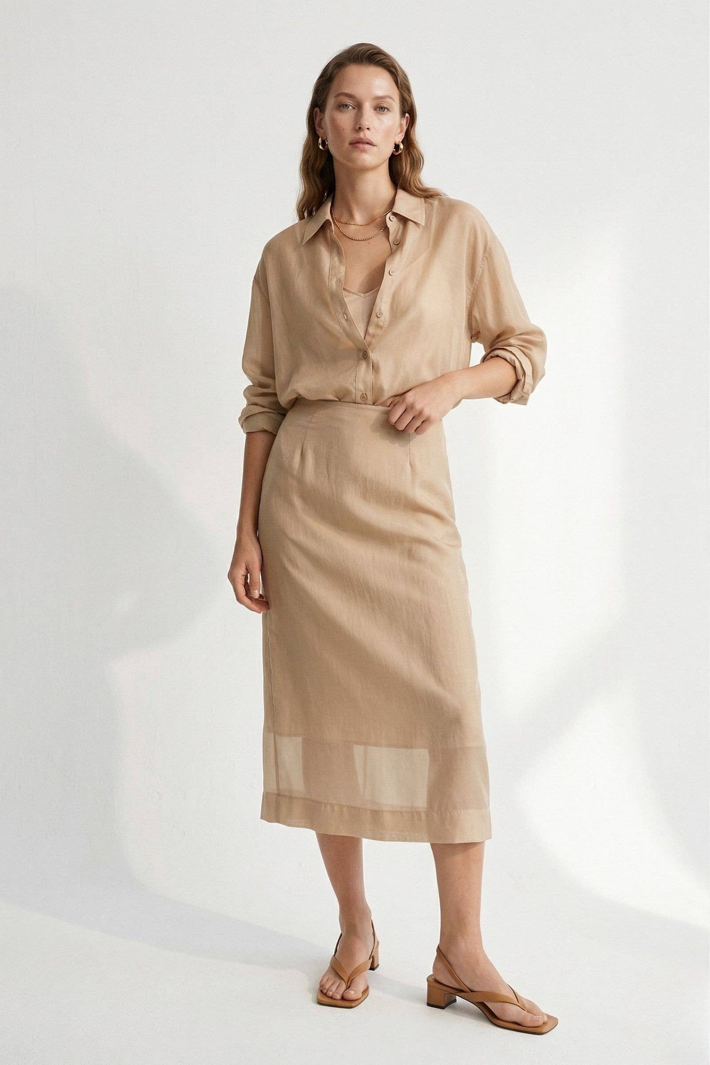 Chemise lyocell transparent oversize