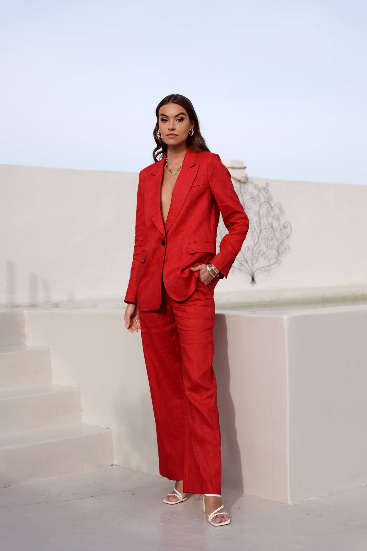 [Linen] Veste blazer coupe droite en lin qualité supérieure