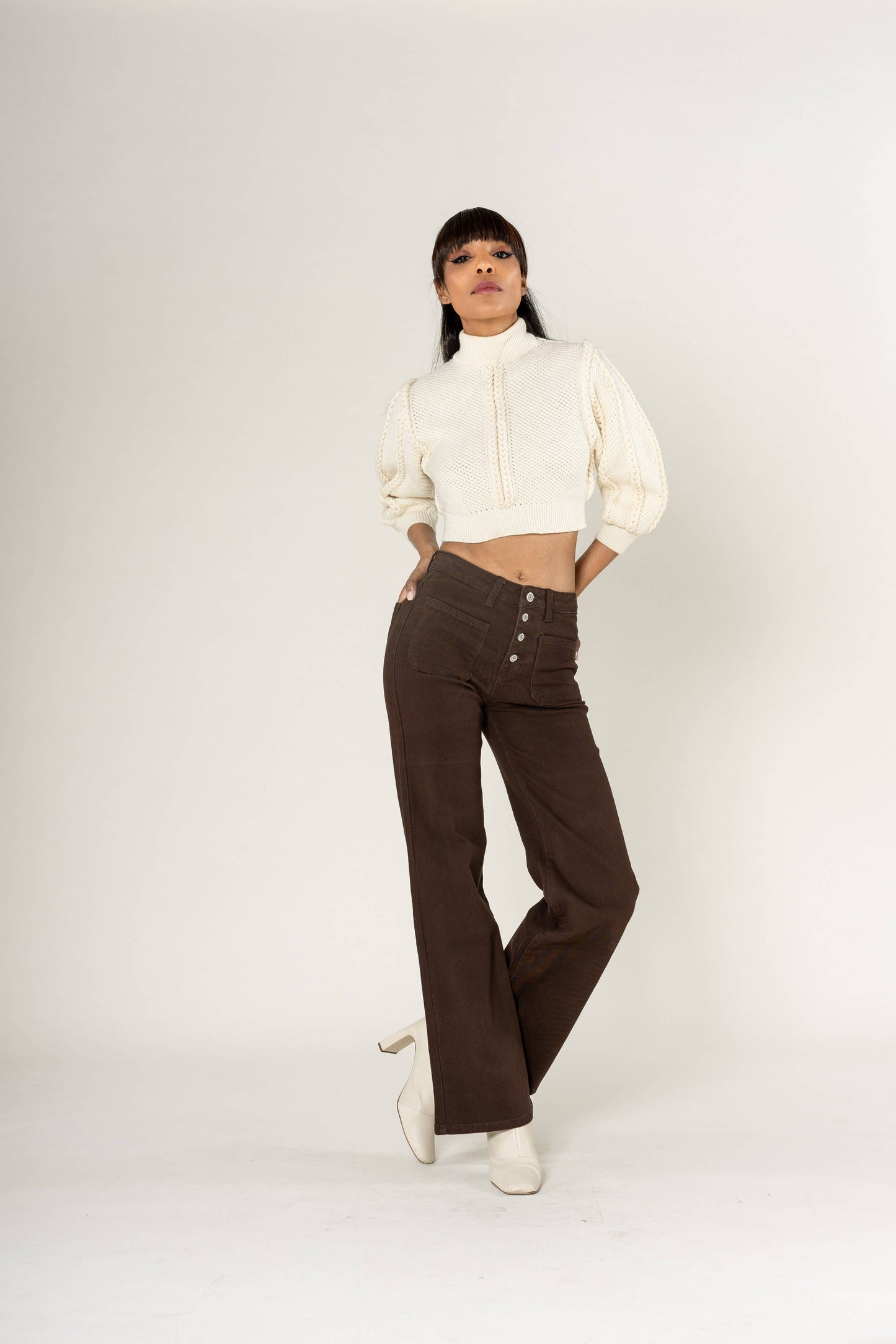 Back to school Jean Flare large taille haute stretch P139