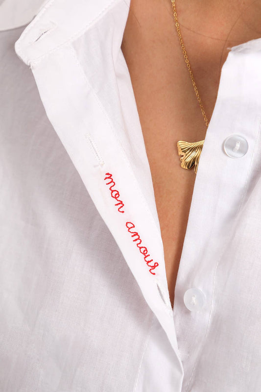 Chemise en coton brodé "Mon Amour" -