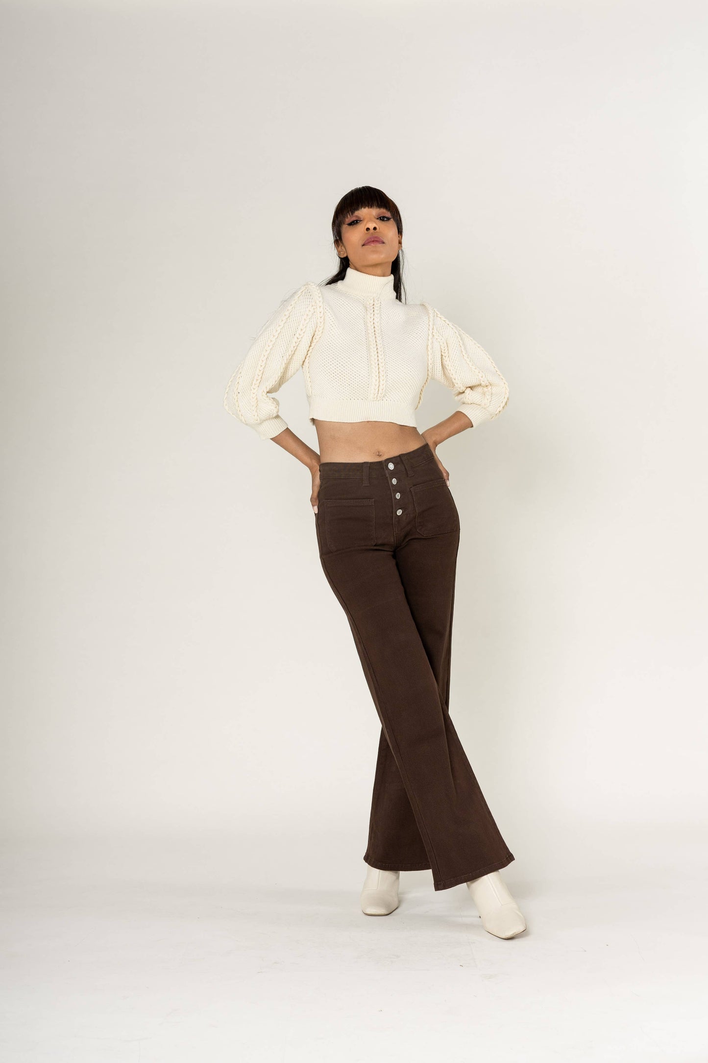 Back to school Jean Flare large taille haute stretch P139