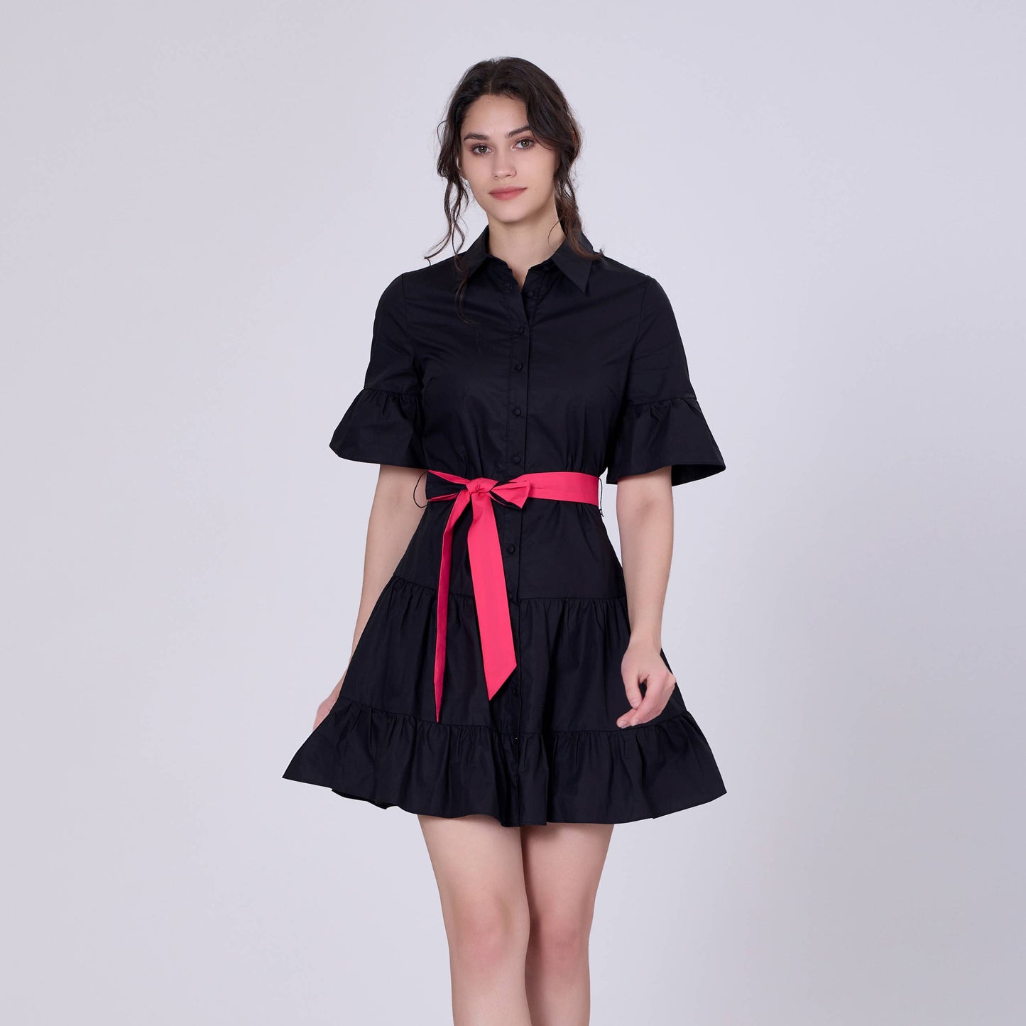 Robe coton volantée à manches tulipes