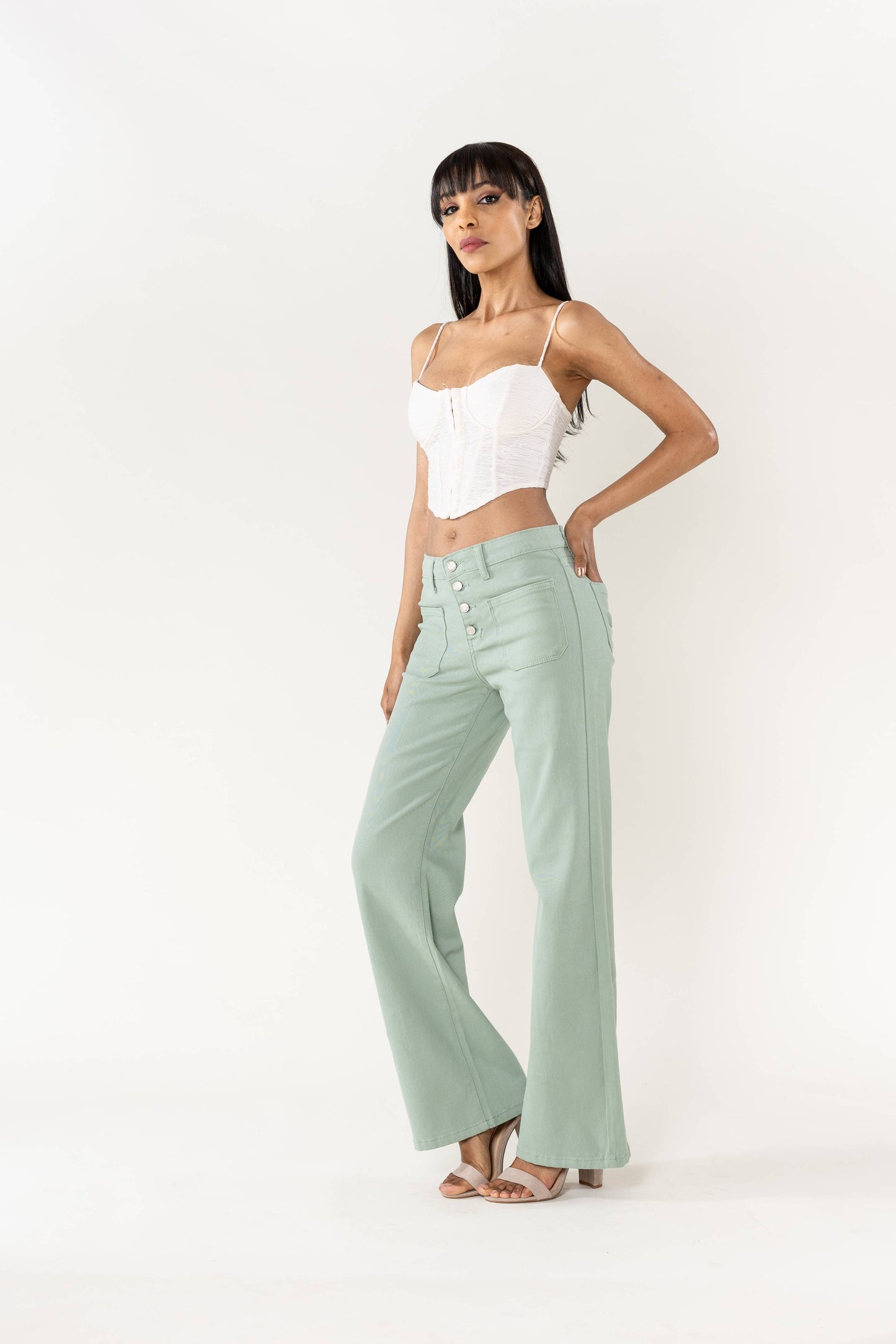 Back to school Jean Flare large taille haute stretch P139