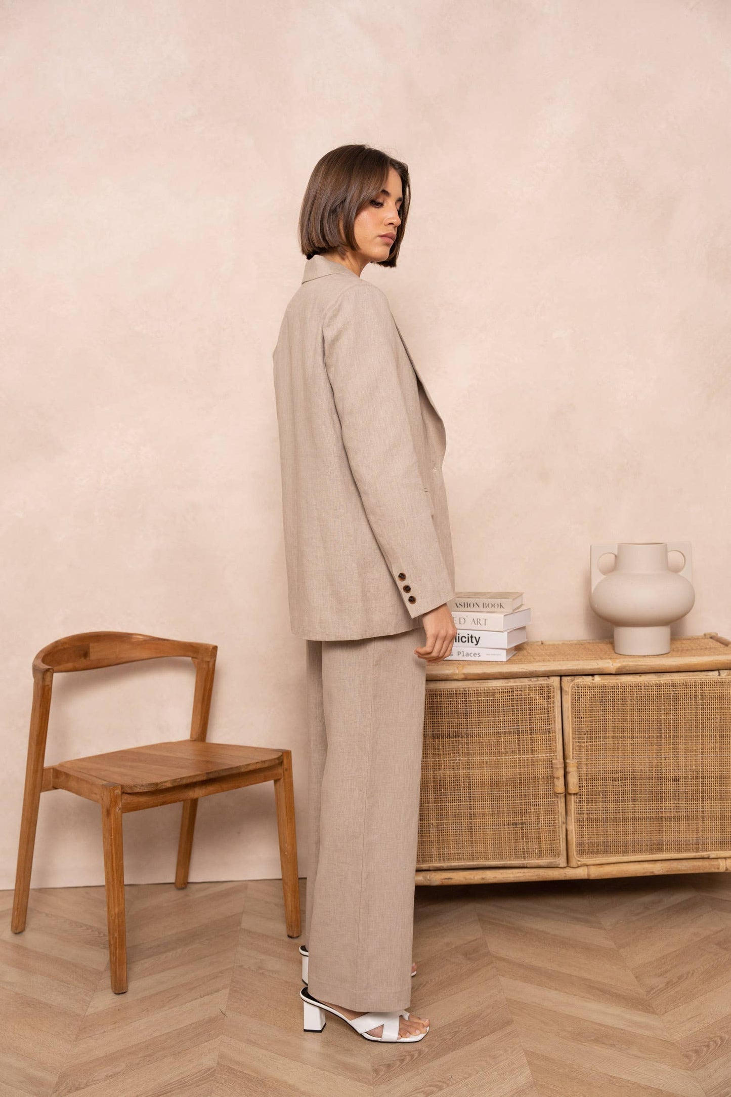 [Linen] Veste blazer coupe droite en lin qualité supérieure