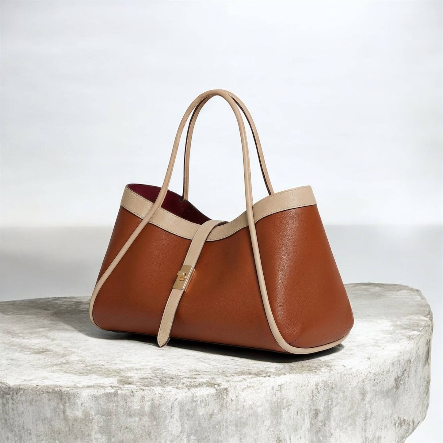 Le sac en cuir de taille moyenne allie élégance et praticité 34x20x15